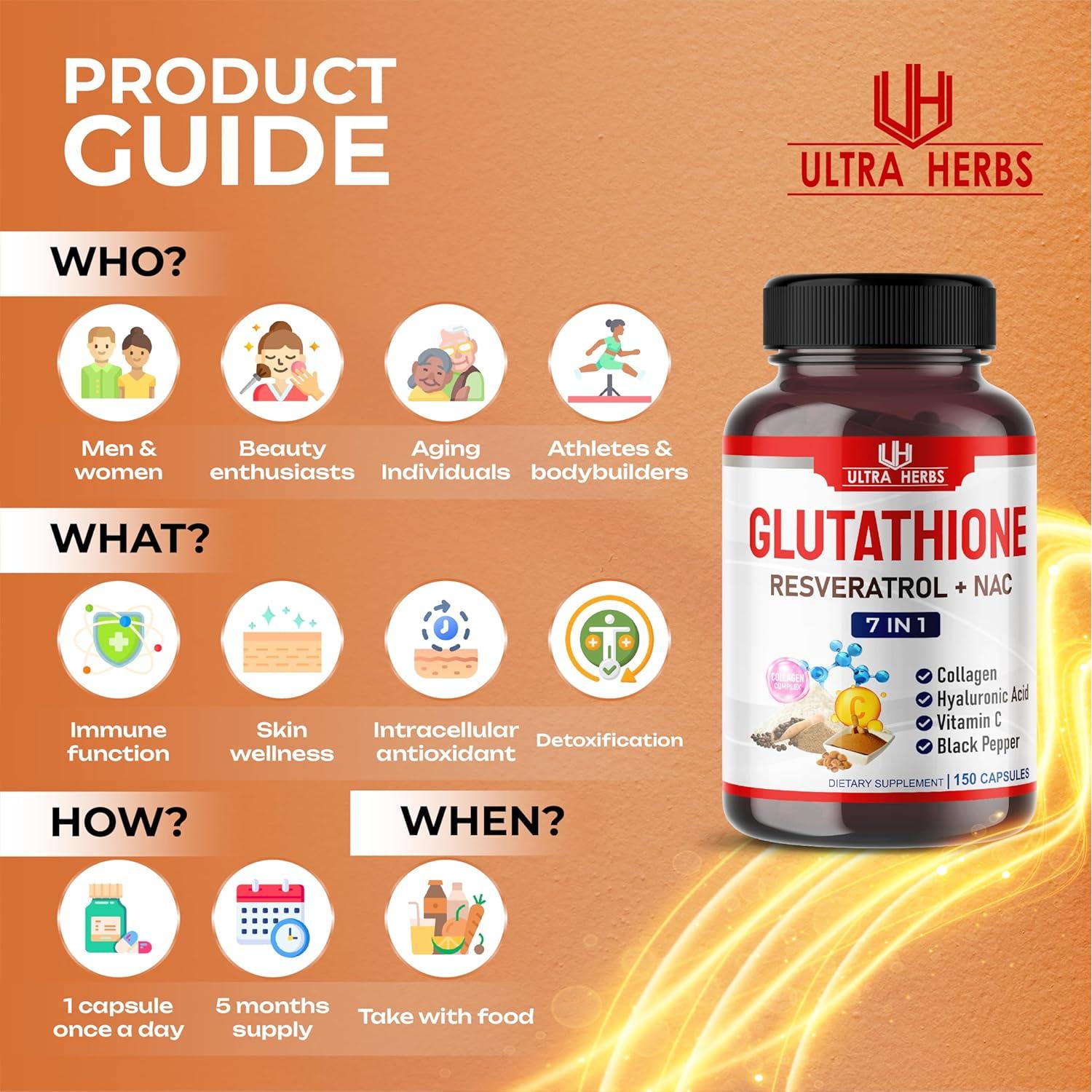 Suplemento de Glutati&oacute;n Ultra Herbs 150 C&aacute;psulas Antioxidante
