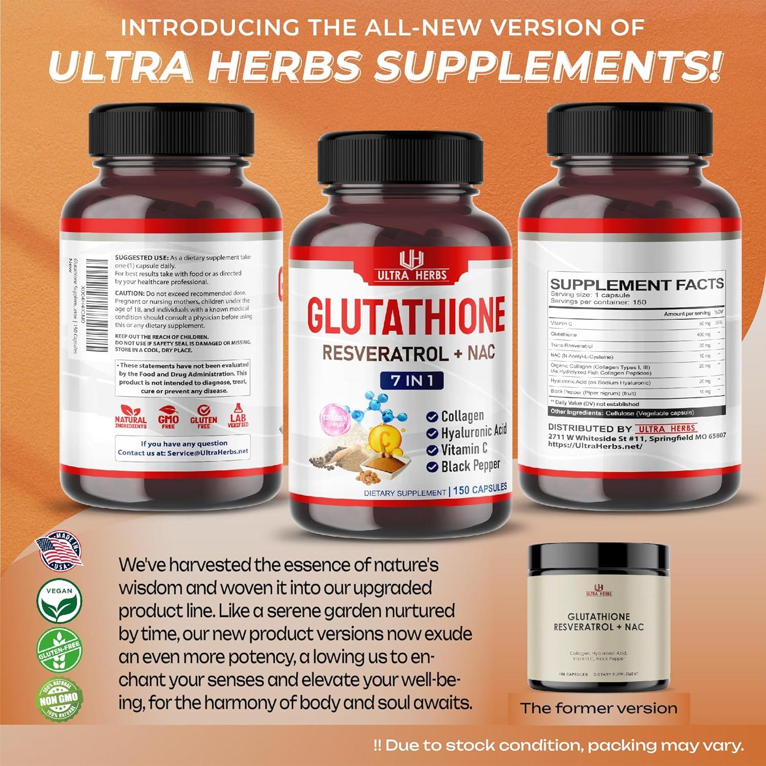 Suplemento de Glutati&oacute;n Ultra Herbs 150 C&aacute;psulas Antioxidante