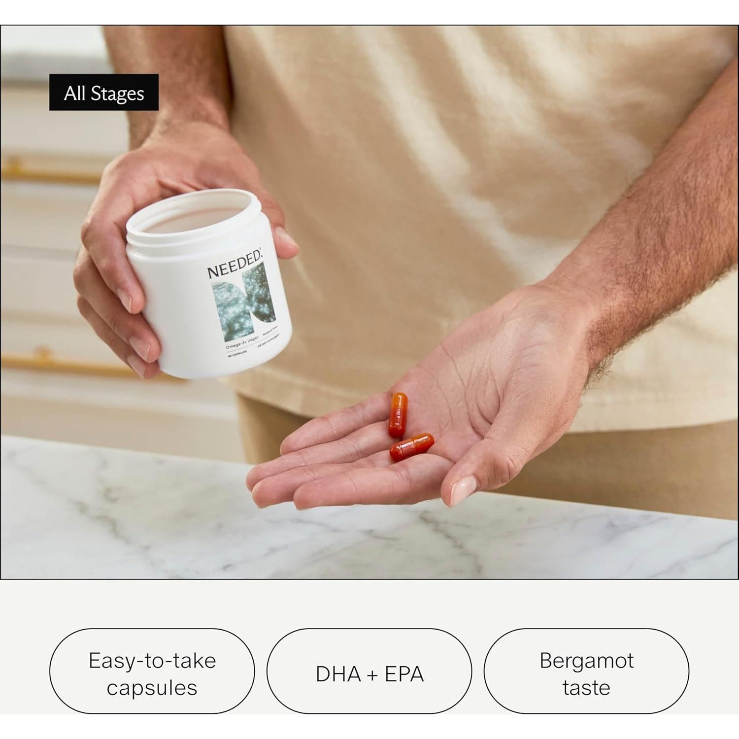 Omega-3 Prenatal Needed 1000mg DHA EPA Vegano 30 Cápsulas