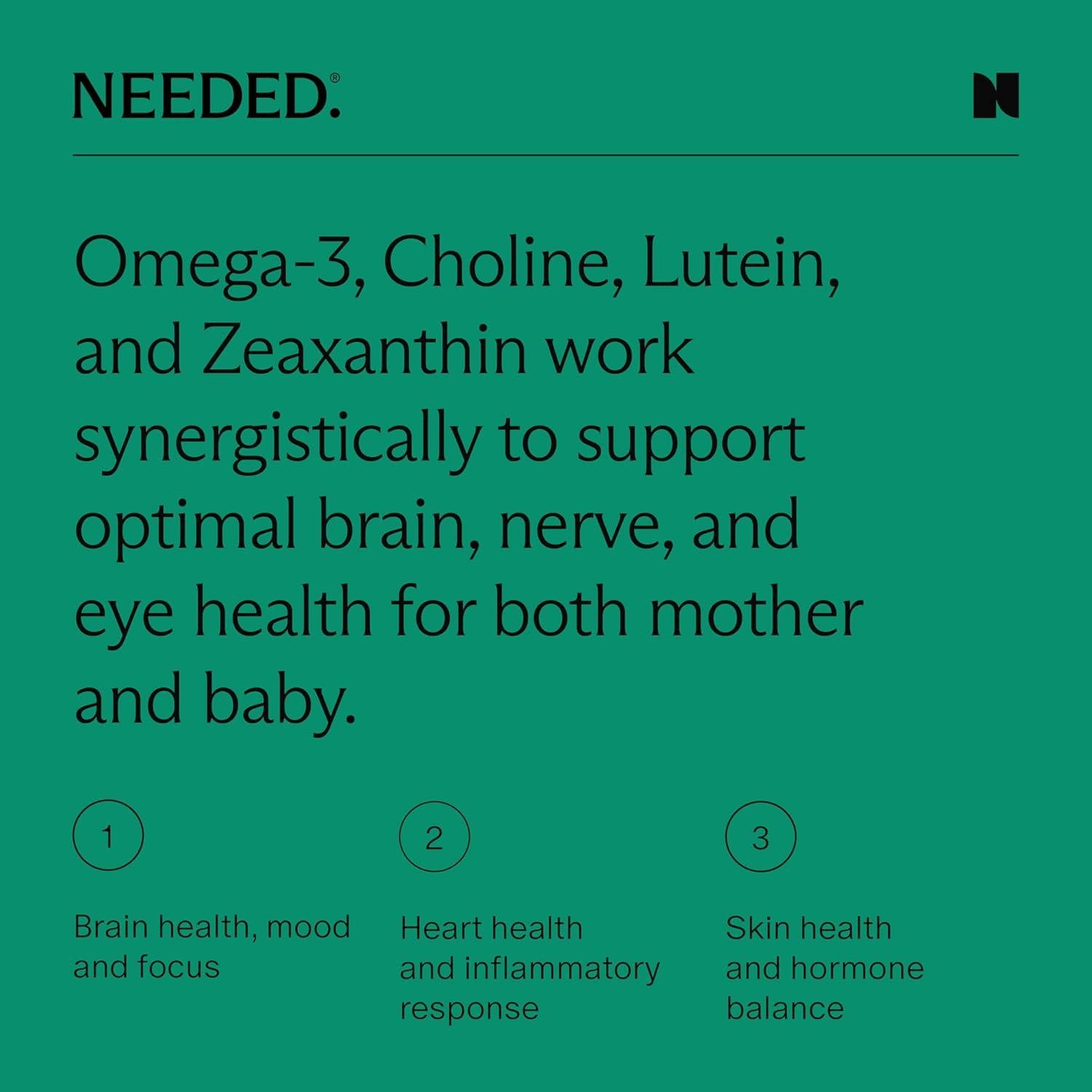 Omega-3 Prenatal Needed 1000mg DHA EPA Vegano 30 Cápsulas