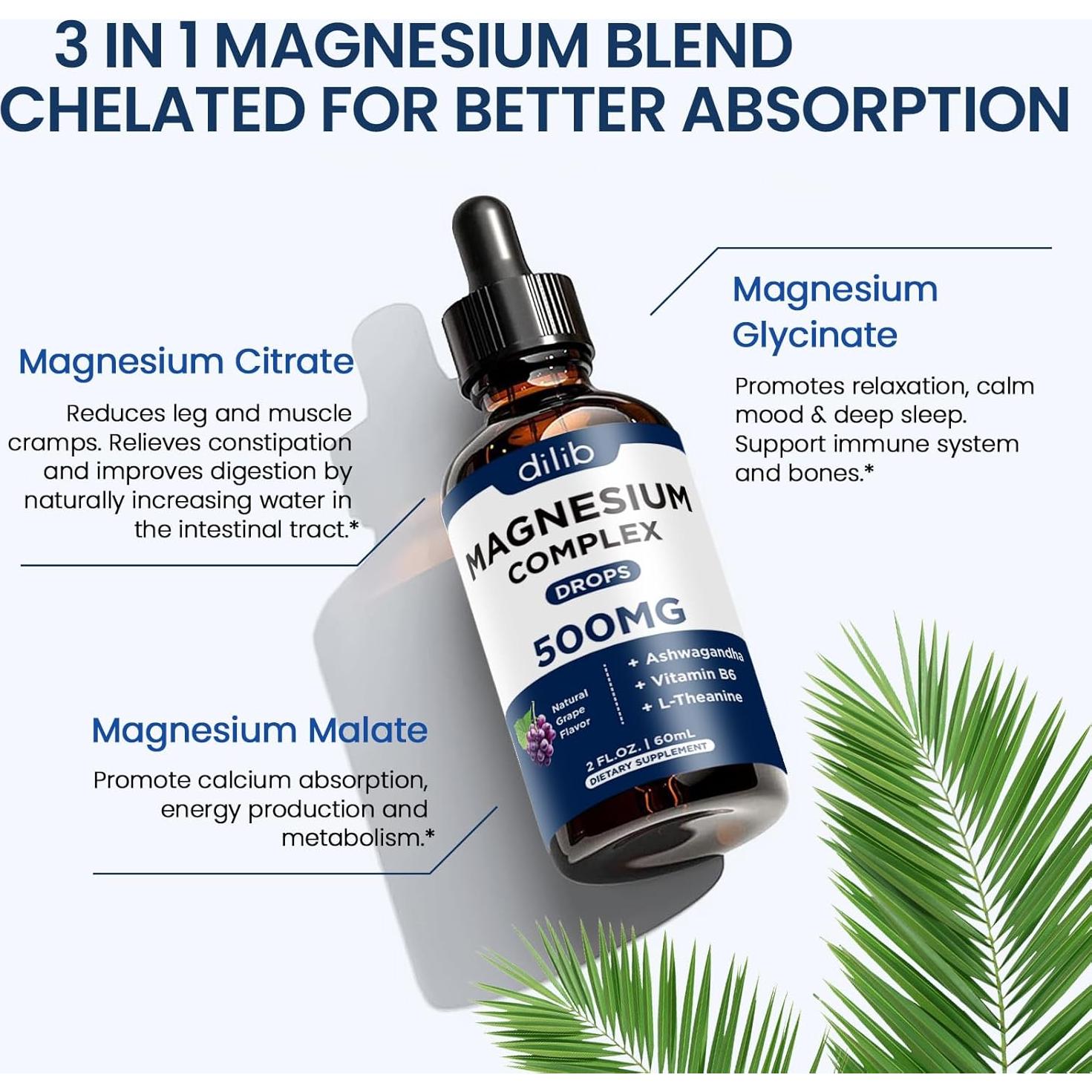 Gotas de Glicinato de Magnesio Dilib 500mg Sabor Uva 59ml