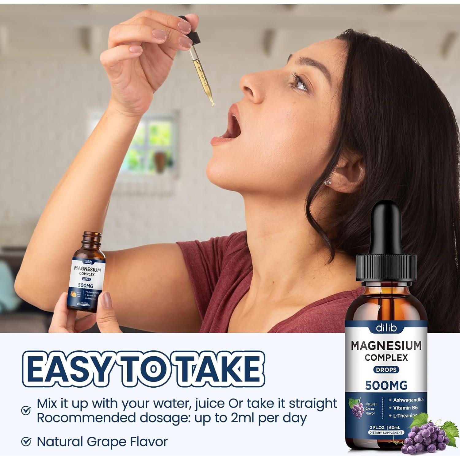 Gotas de Glicinato de Magnesio Dilib 500mg Sabor Uva 59ml
