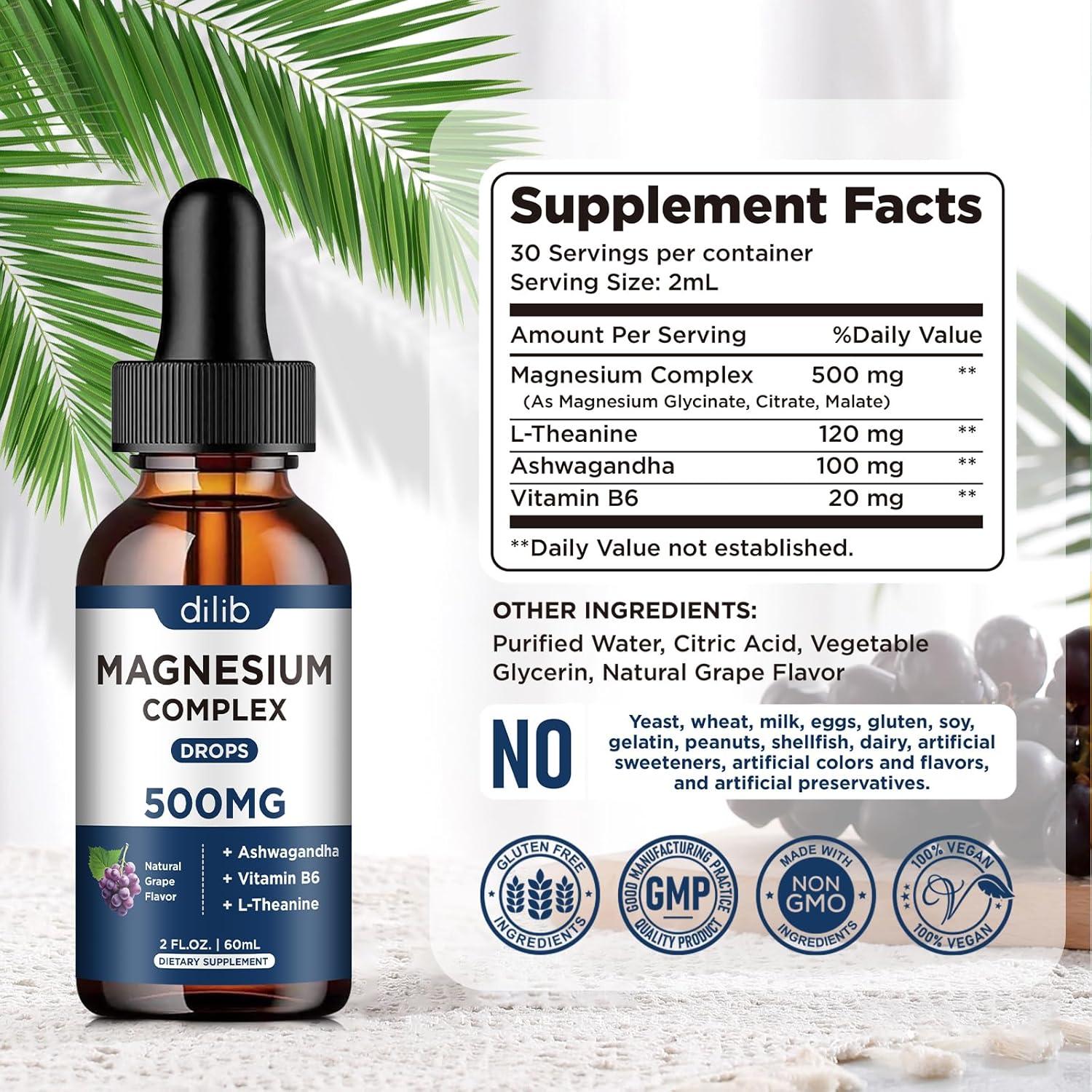 Gotas de Glicinato de Magnesio Dilib 500mg Sabor Uva 59ml