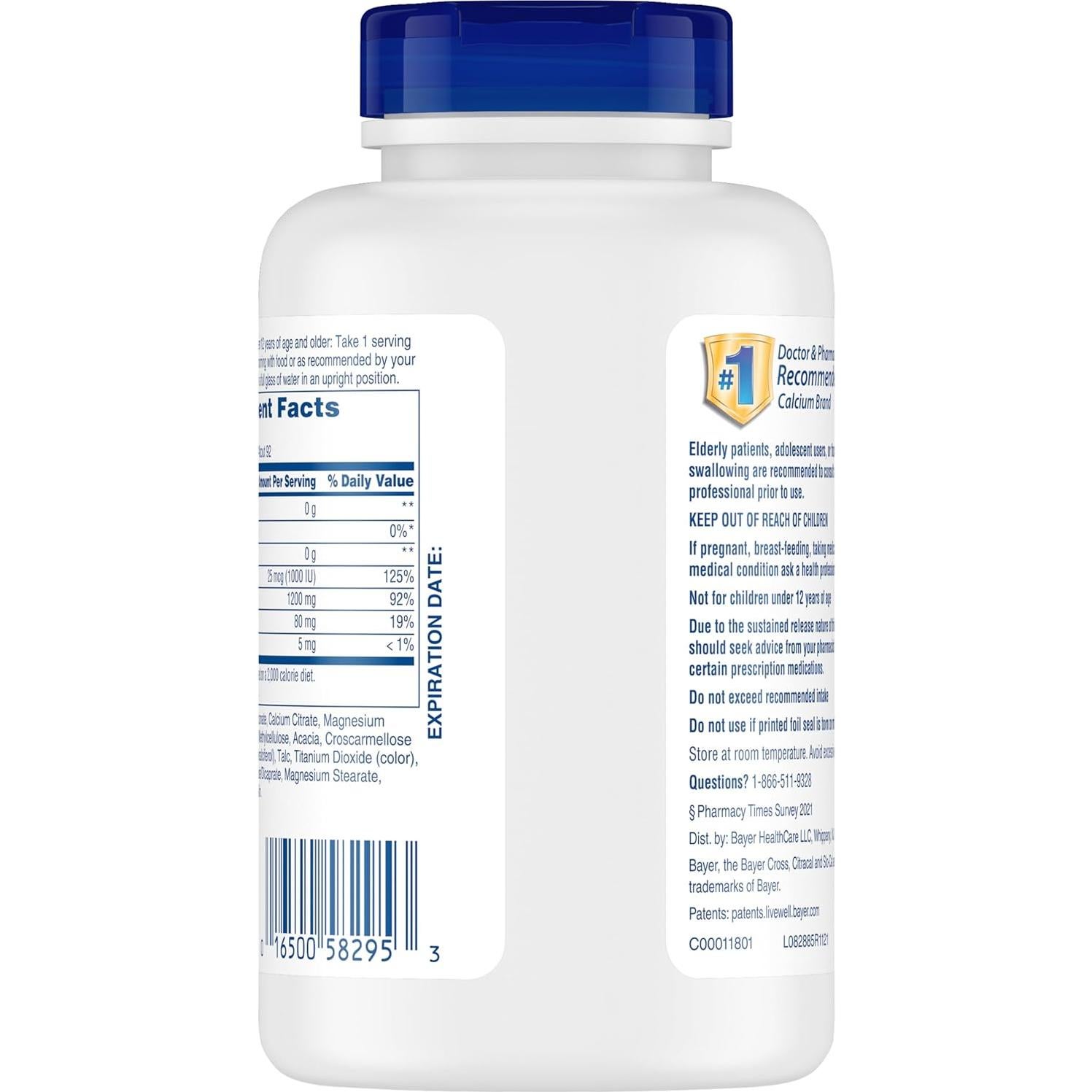 Citracal Liberación Lenta 1200 mg Calcio + Vitamina D3 1000 UI