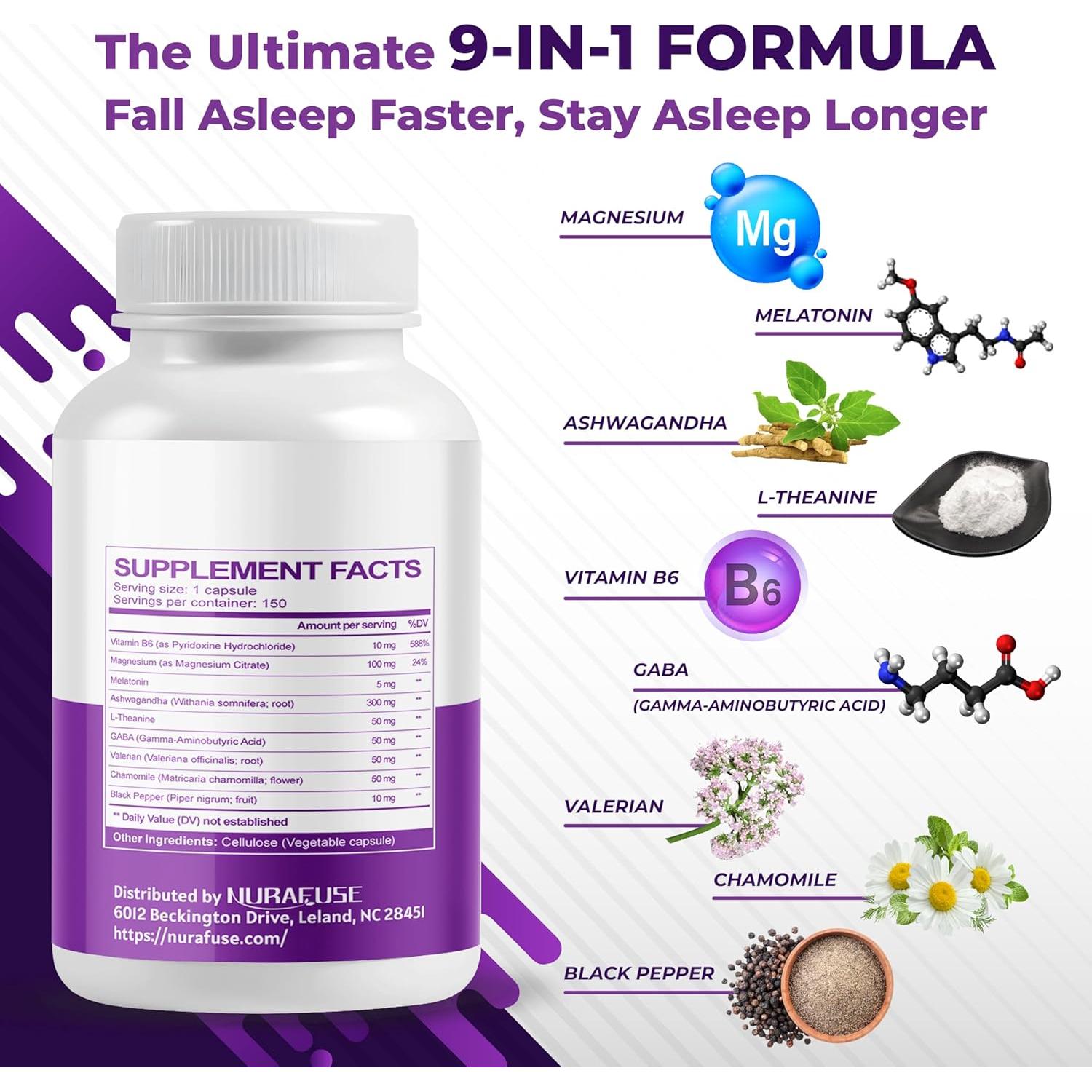 Suplemento Natural para el Sueño NURAFUSE 150 Cápsulas