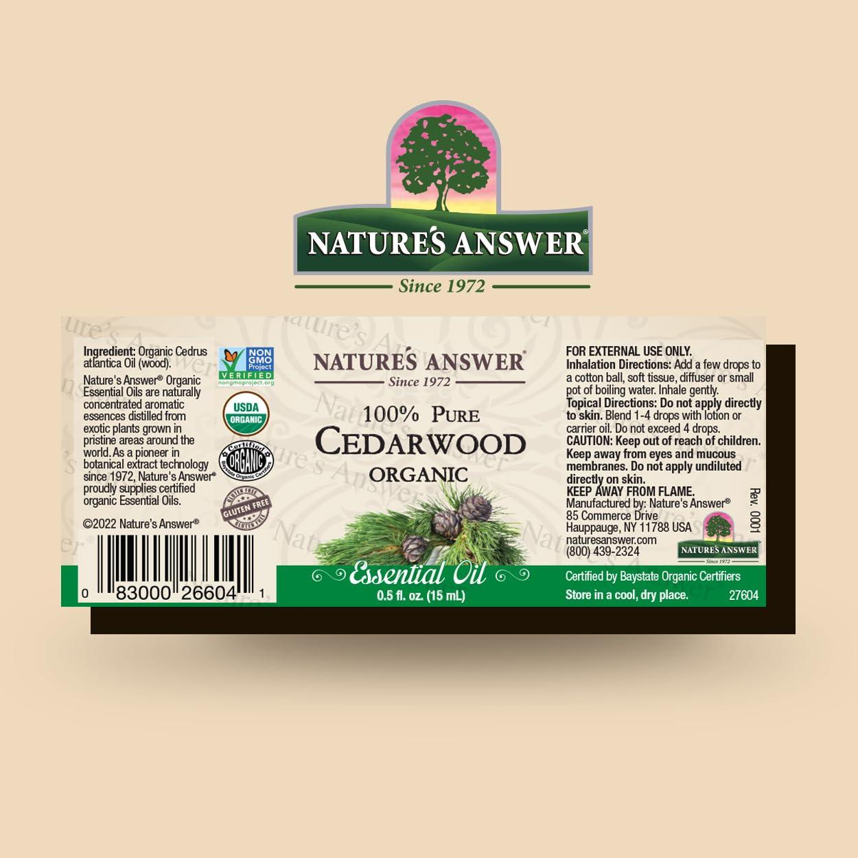 Aceite Esencial Orgánico Nature's Answer Madera de Cedro 14.17 ml