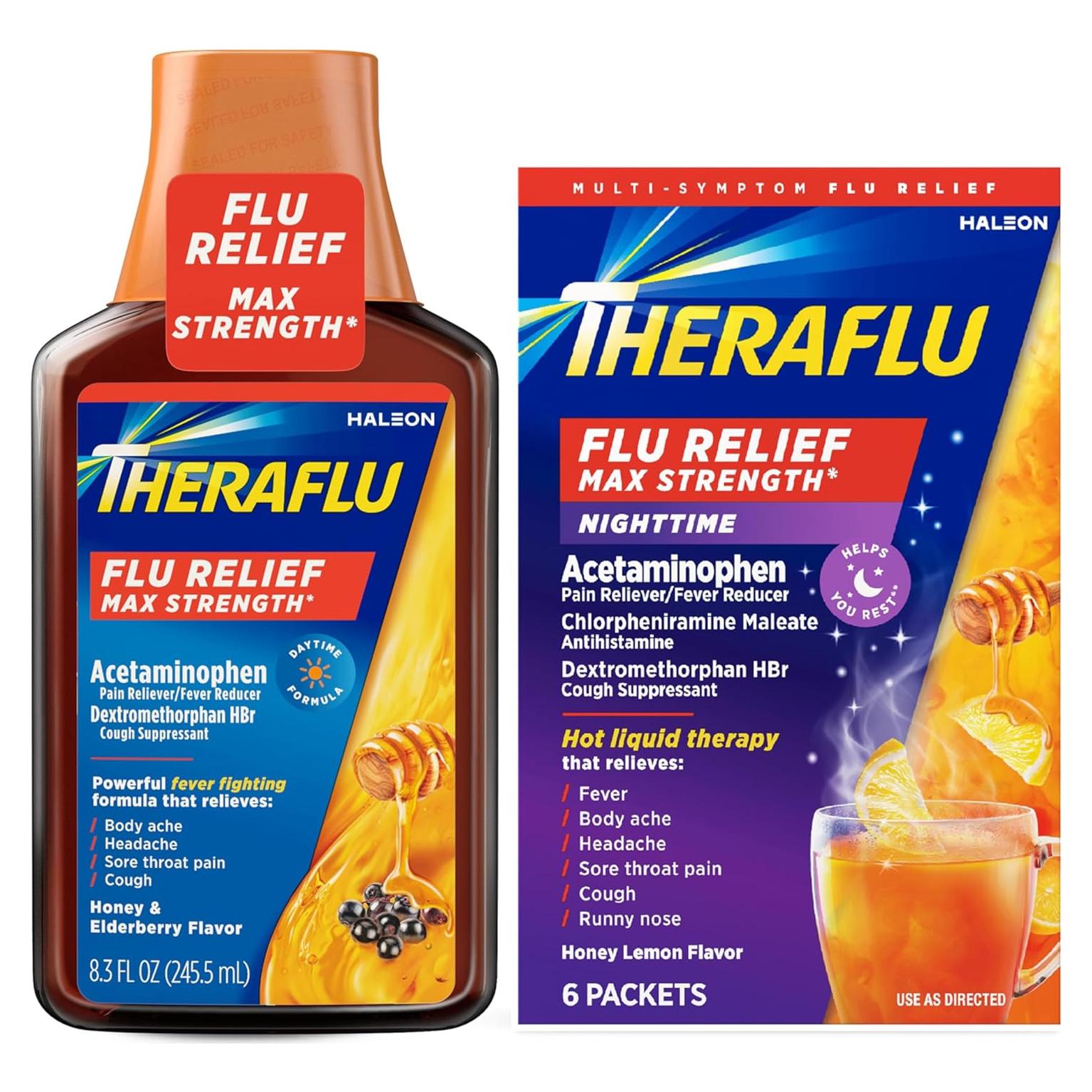 Theraflu Máxima Fuerza Jarabe 245 ml + 6 Paquetes Polvo