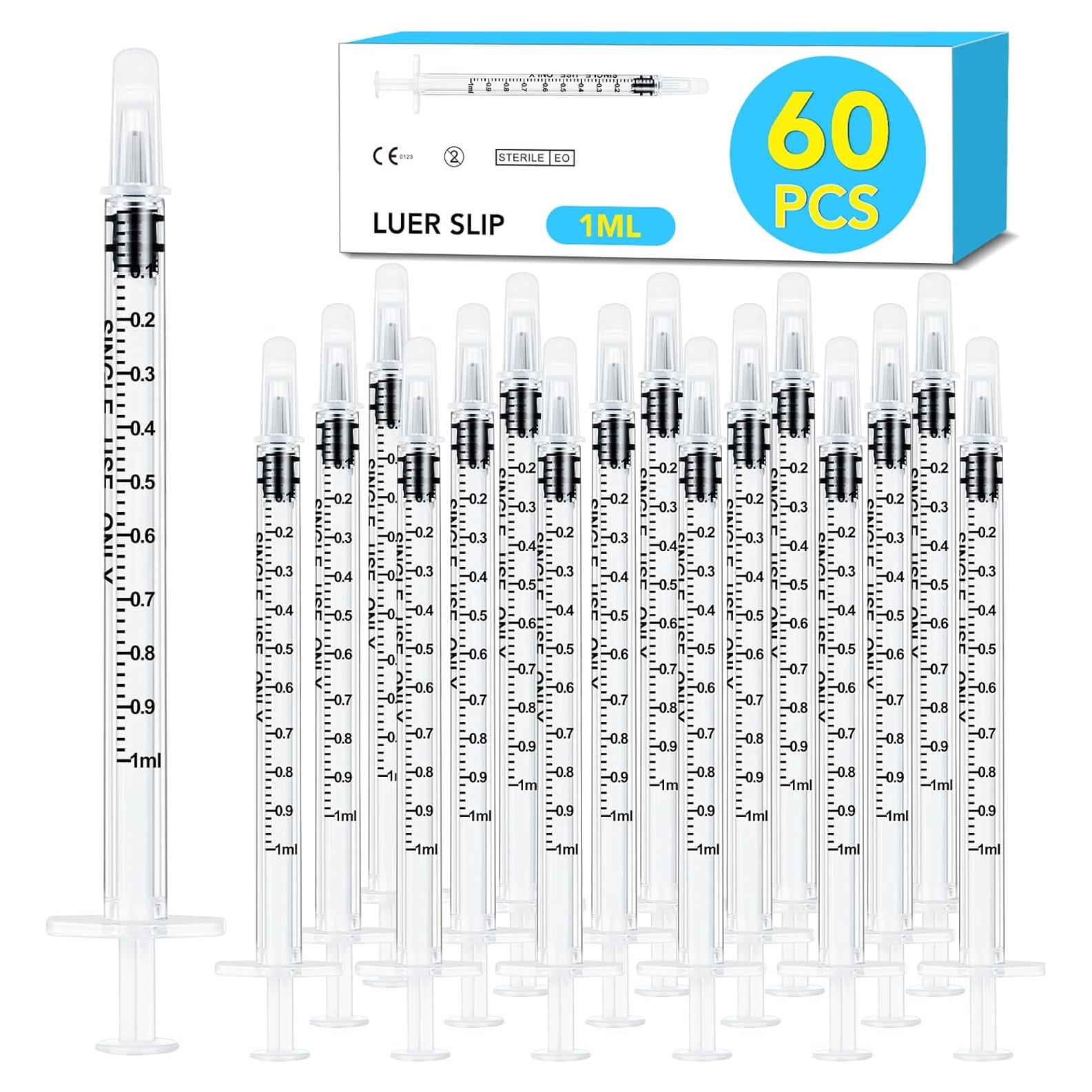 60 Jeringas de 1ml con Tapa TENKAIWICK para Medicamentos