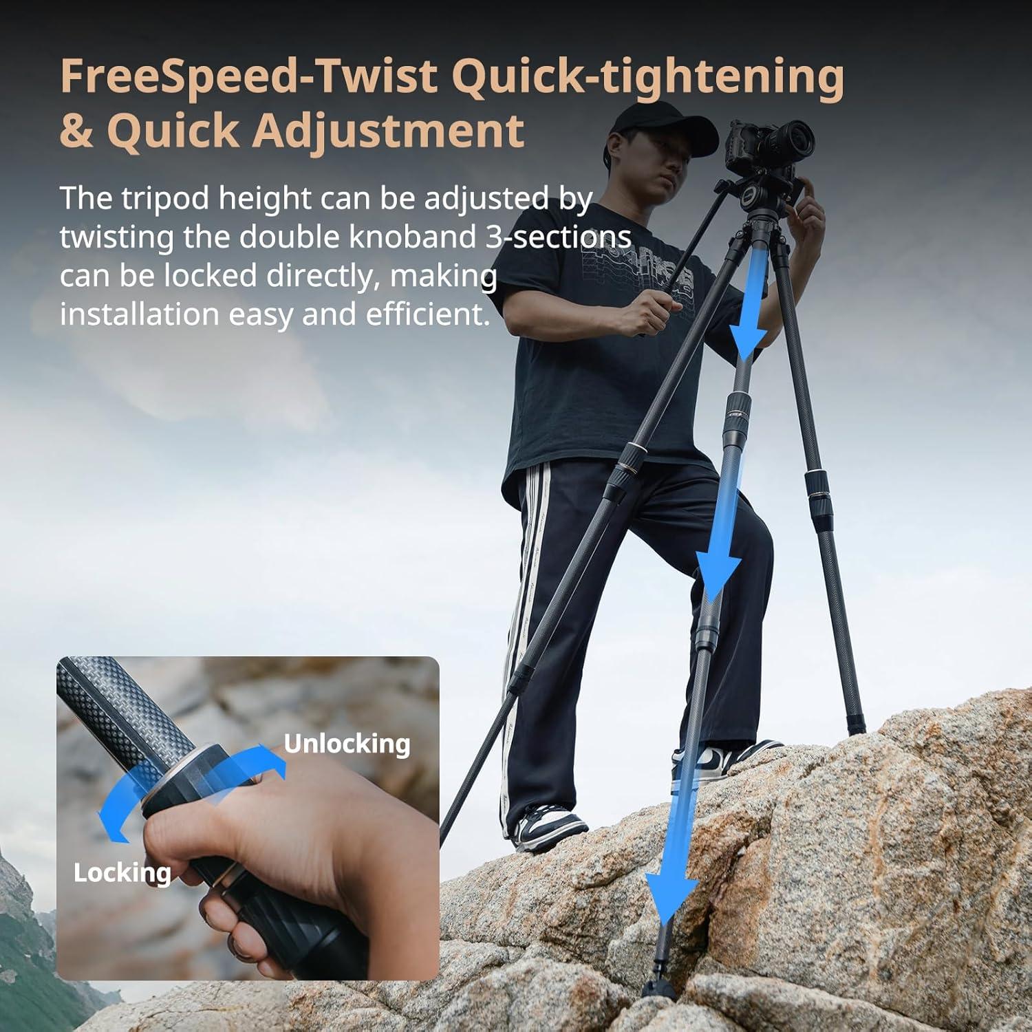 Trípode de Fibra de Carbono PequeñoRig FT-S303 55" (139.7cm) 2.1kg