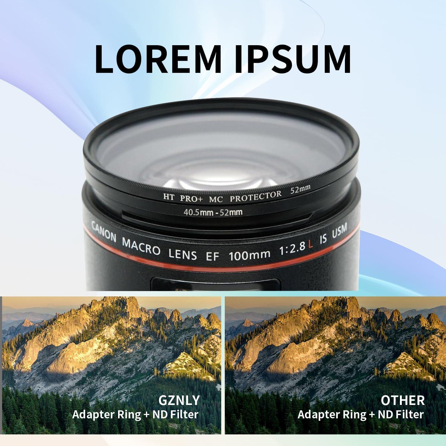 Adaptador de anillo de paso 40.5-52mm NFOD-JTH para lentes DSLR