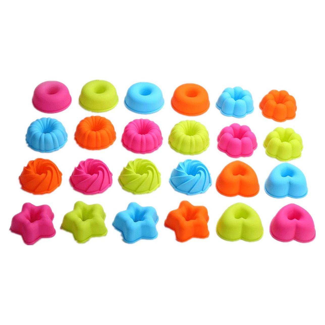 24 Moldes de Silicona Ulalaza para Muffins y Cupcakes