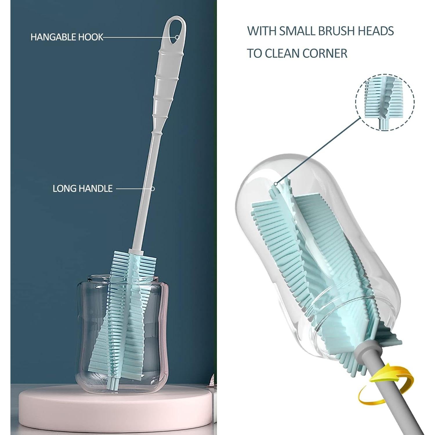 Juego de cepillos limpiadores de botellas Meritpick 3 en 1 Azul