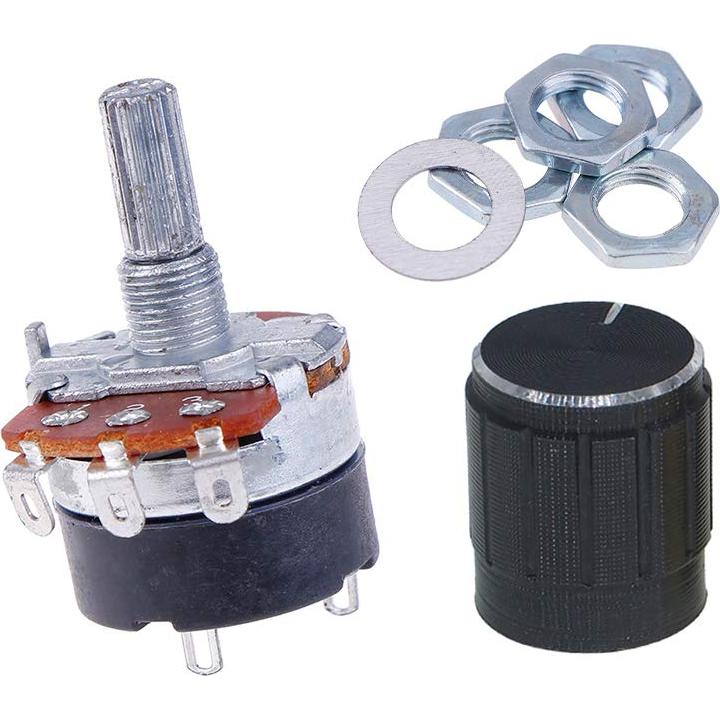 5PCS Potenciómetro Rotativo Lineal 5K ohm WH138 con Interruptor