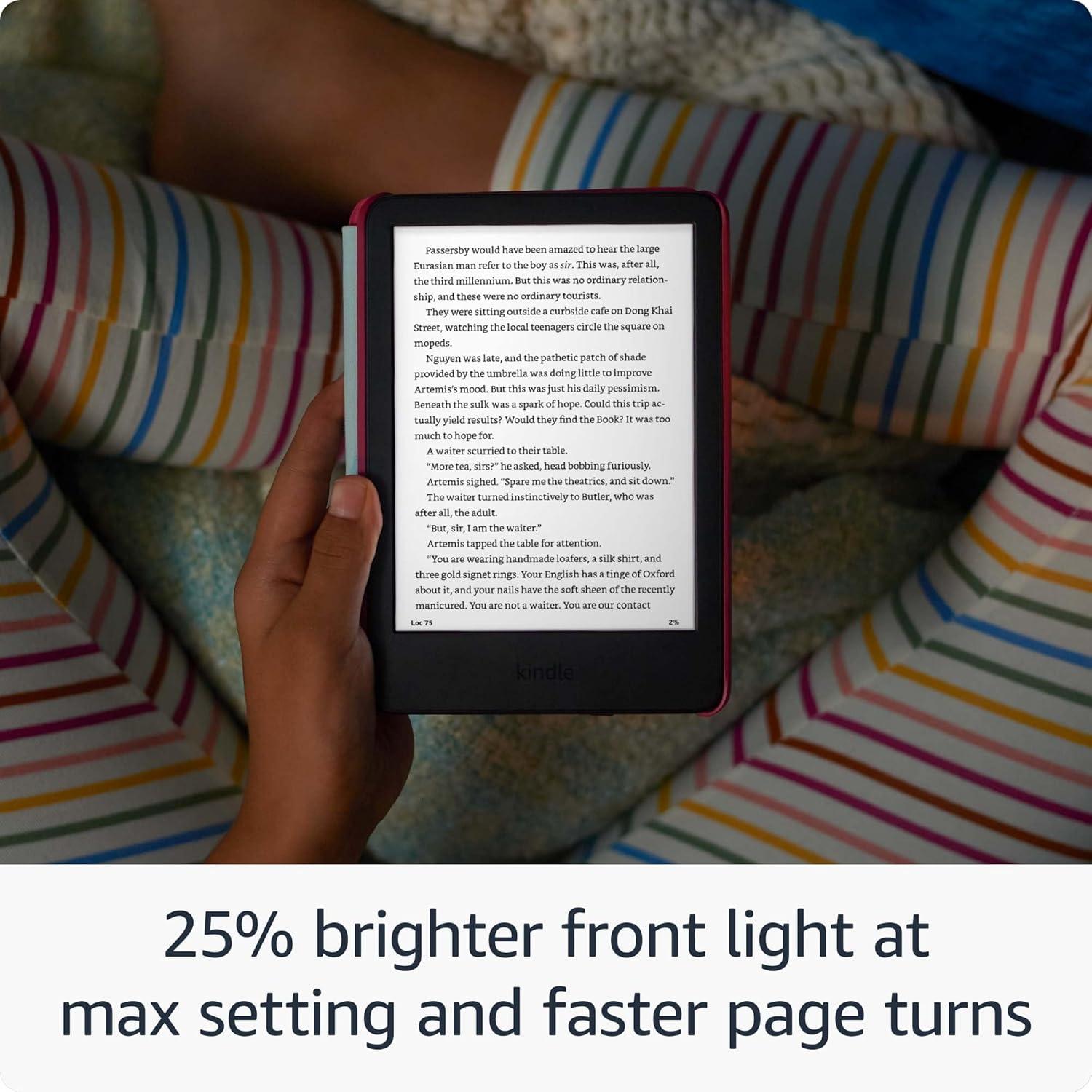 Amazon Kindle Kids 16GB (newest model) - If it breaks, we will replace it, includes ad-free books and cover, with glare-free display, faster page turns - Space Whale