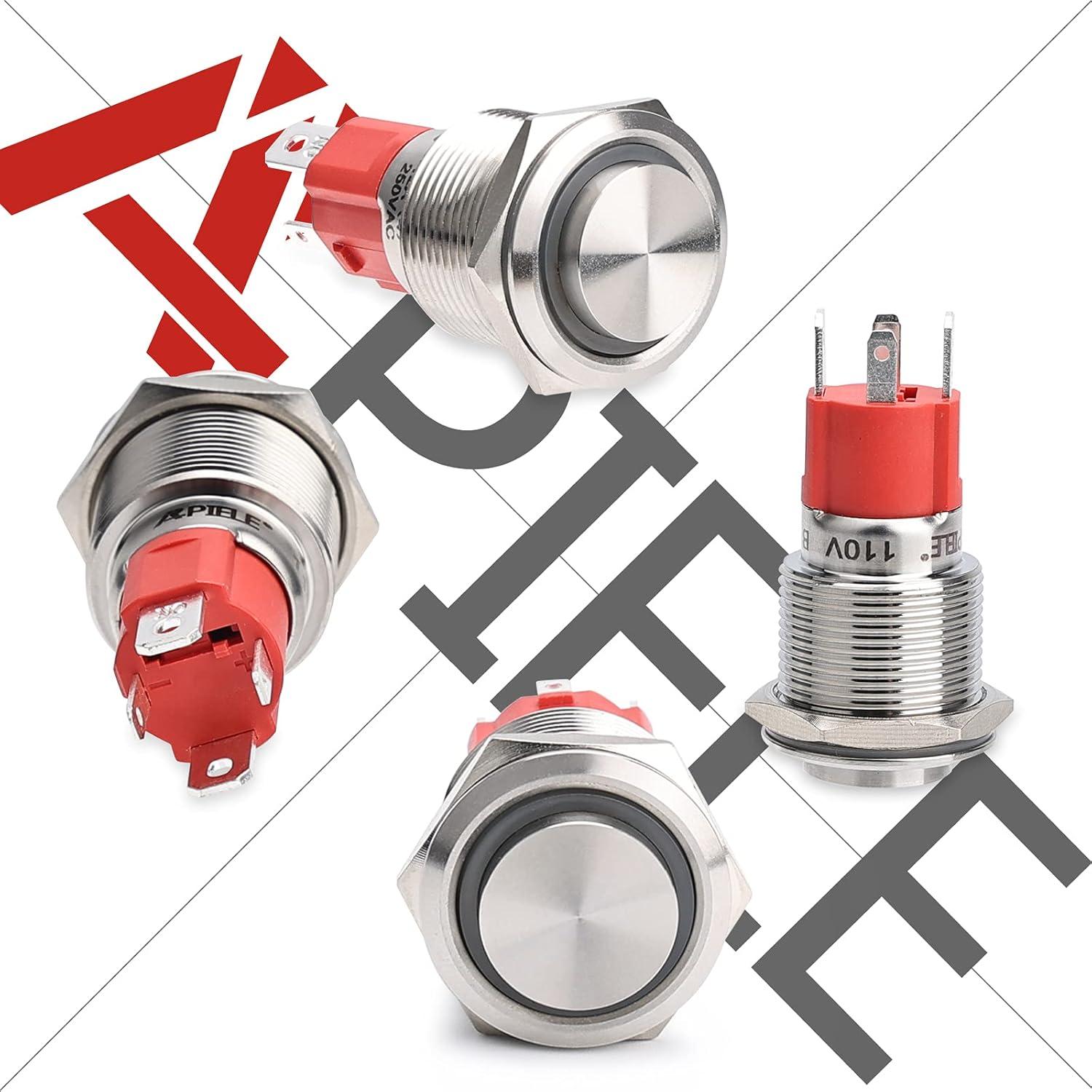 Interruptor Momentáneo 19mm APIELE 10A Acero Inoxidable IP65