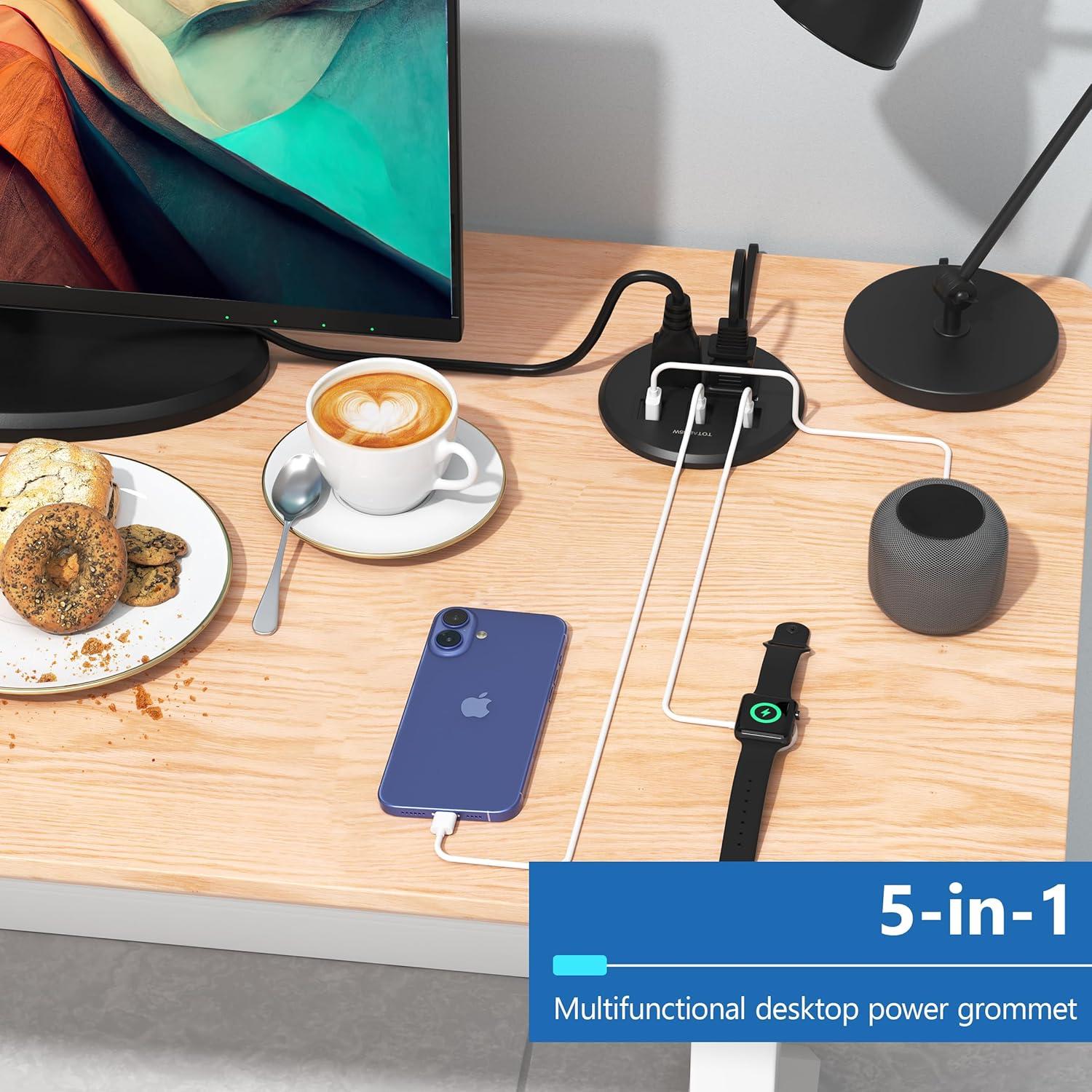 Grommet de Escritorio LIDER PD 65W USB-A y 2 USB-C Negro