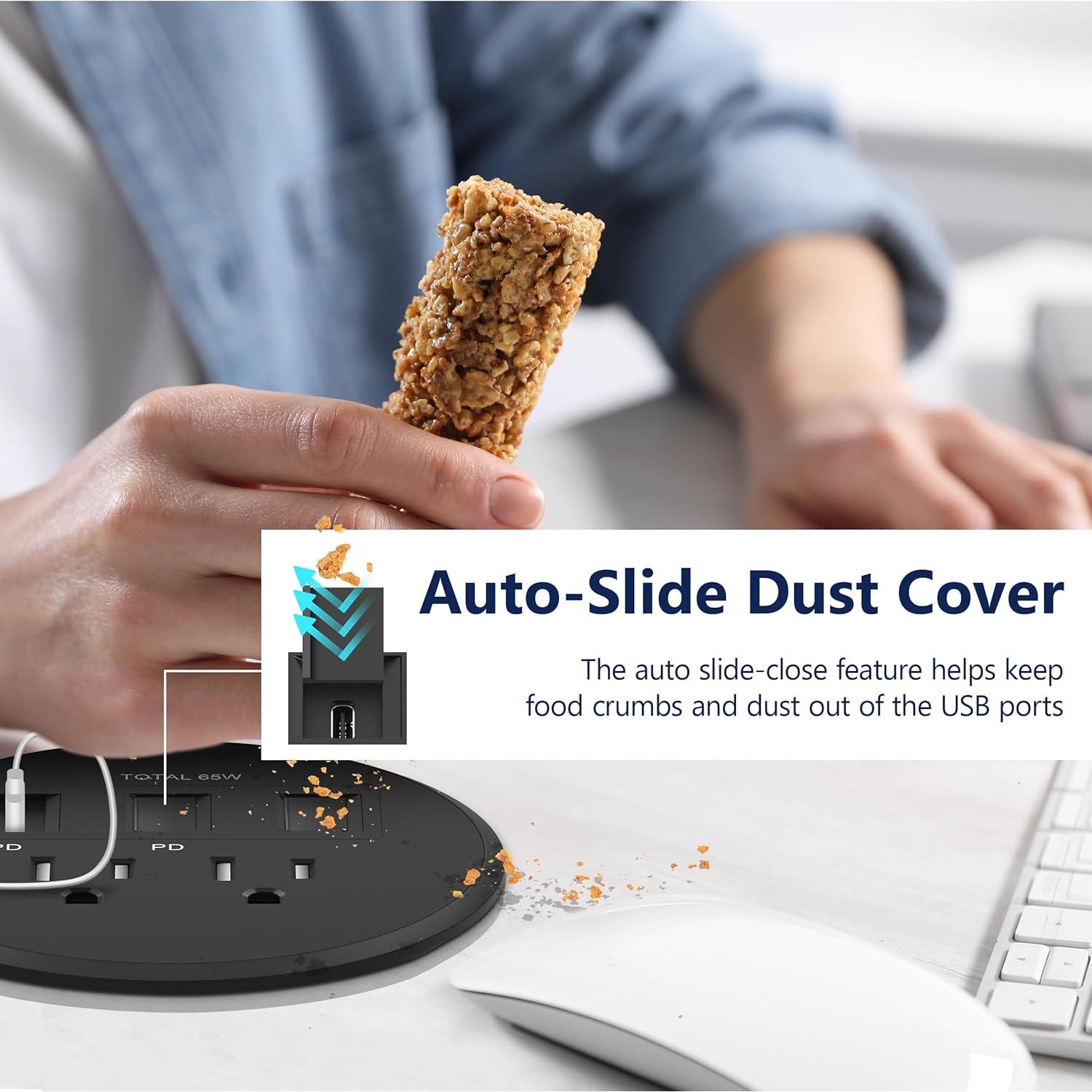 Grommet de Escritorio LIDER PD 65W USB-A y 2 USB-C Negro