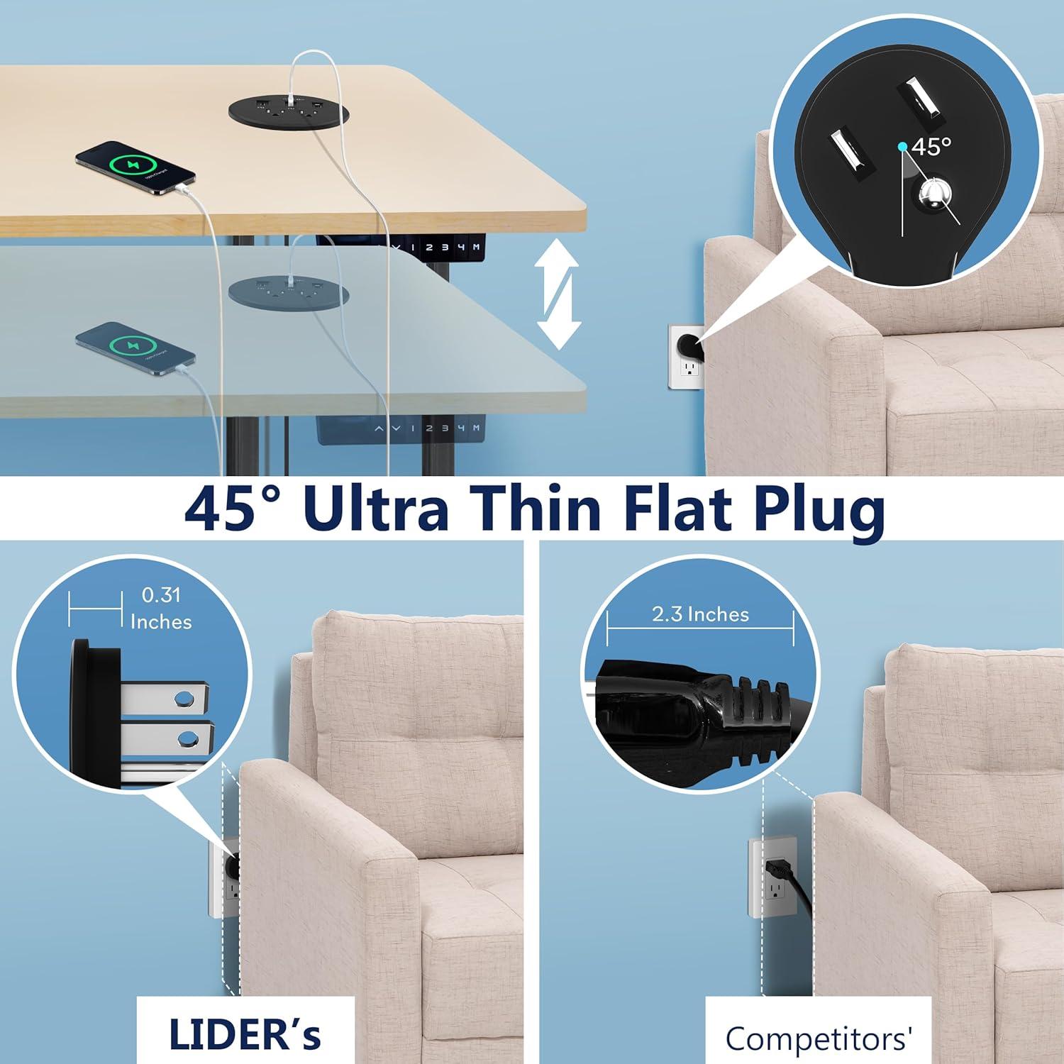 Grommet de Escritorio LIDER PD 65W USB-A y 2 USB-C Negro