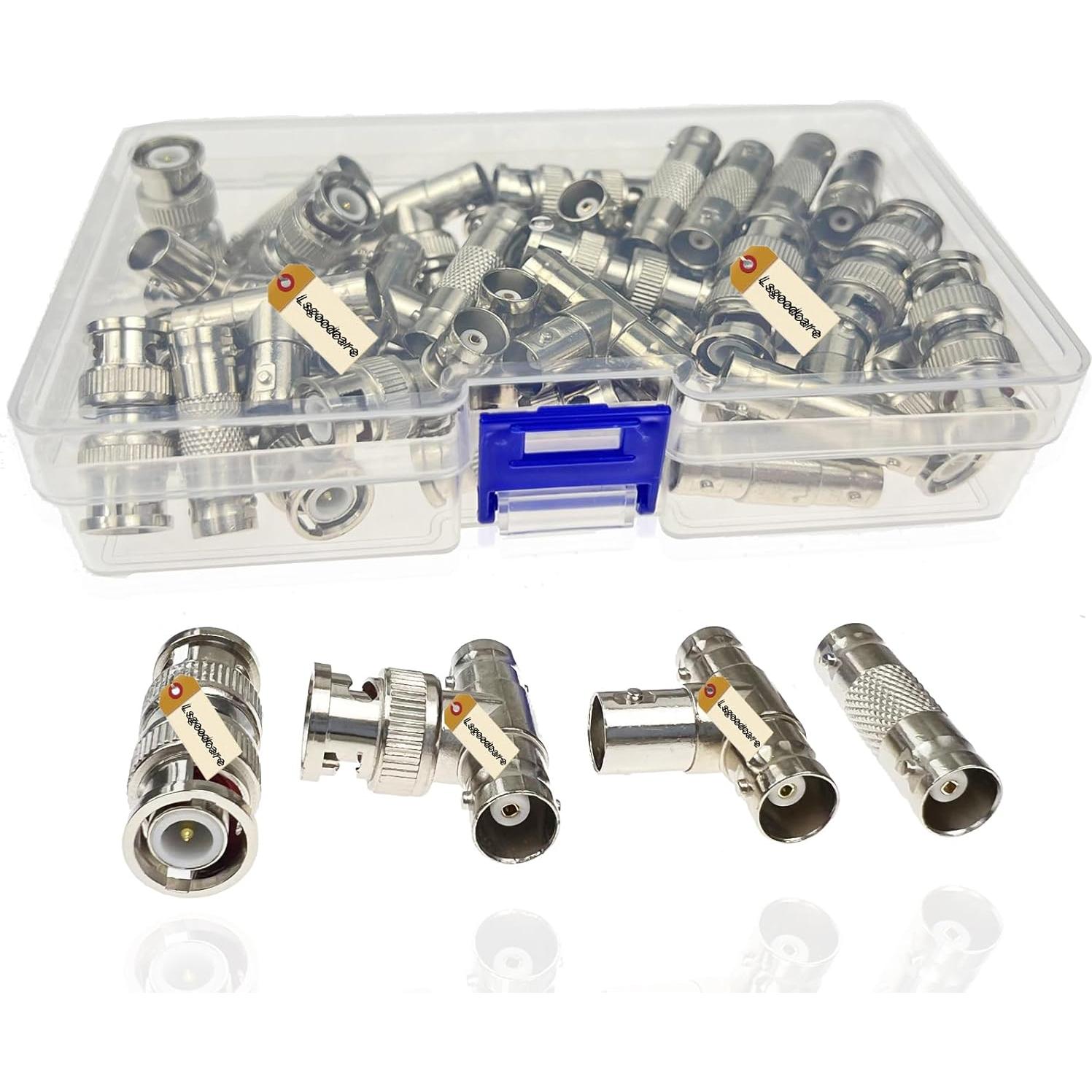 Kit de Conectores BNC 40 Piezas Lsgoodcare Macho Hembra CCTV