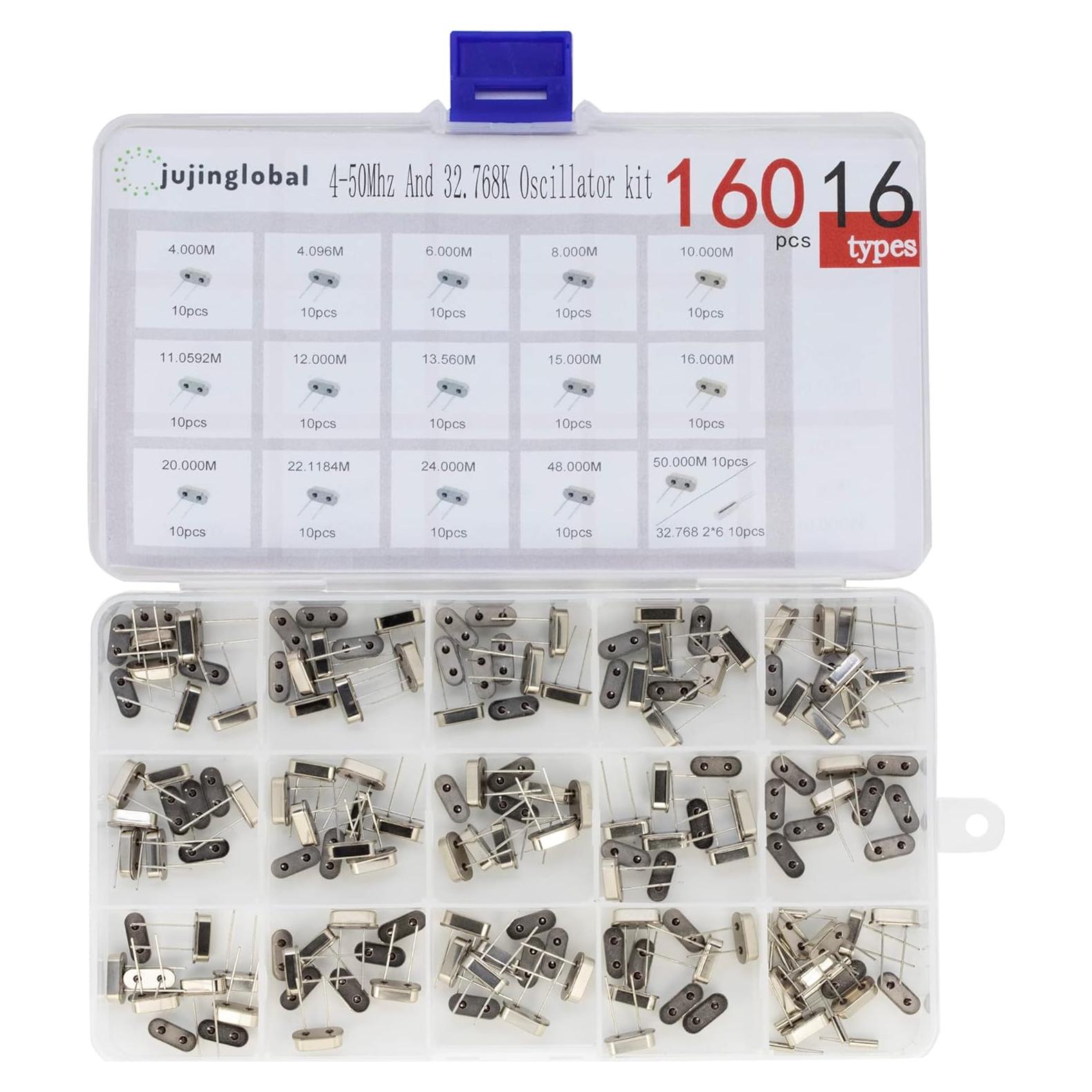 Kit de Osciladores de Cristal 160pcs Jujinglobal 16 Tipos