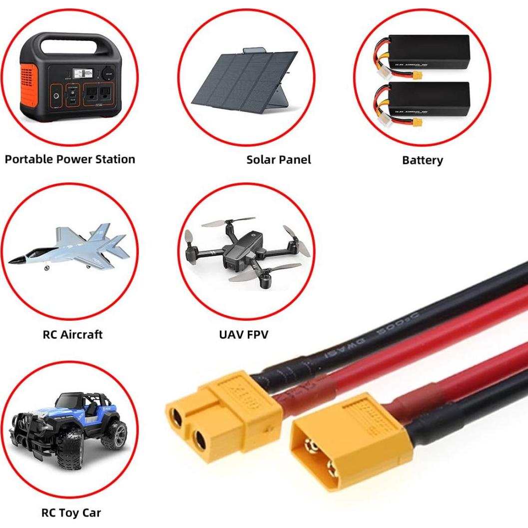 Cable de Extensión XT60 12AWG 0.5M Cobre Estañado CY