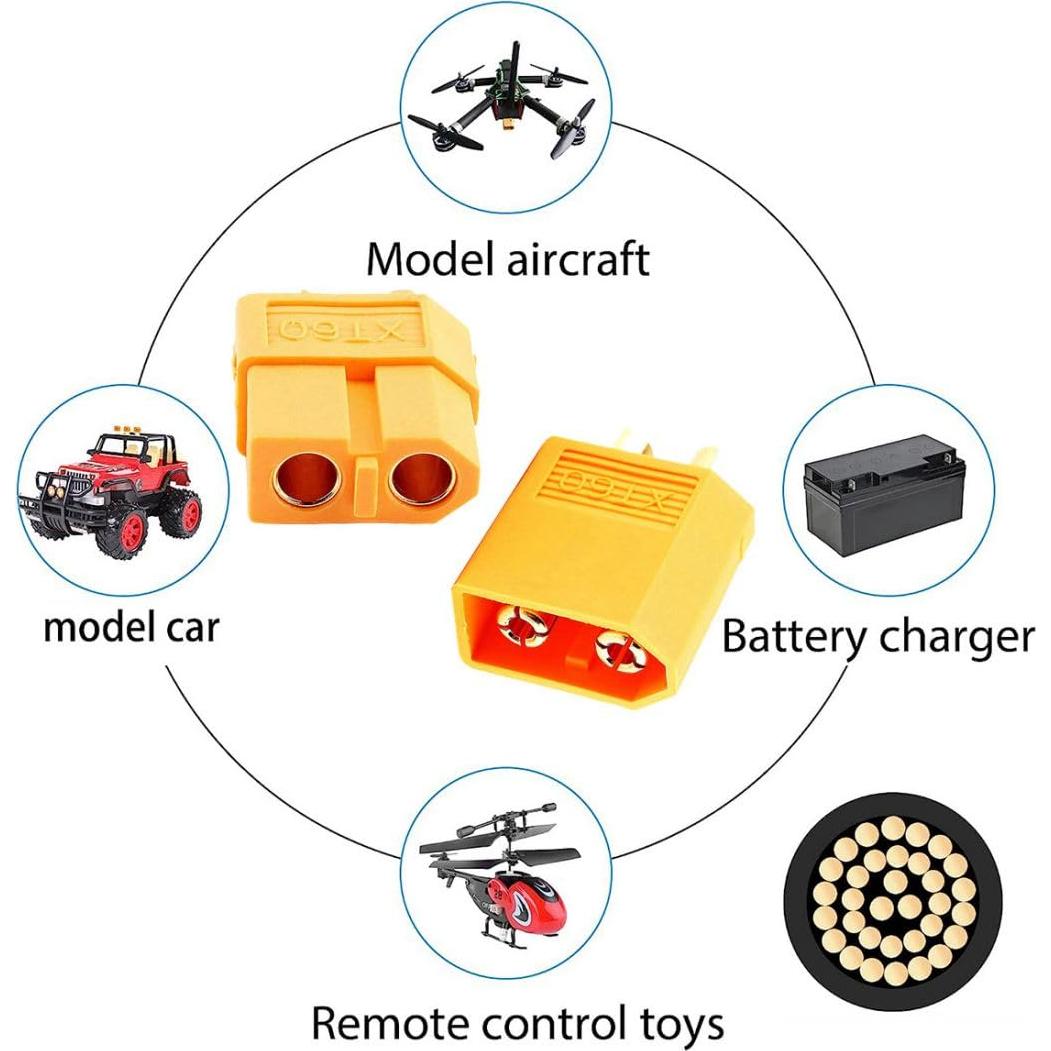 Cable de Extensión XT60 12AWG 0.5M Cobre Estañado CY