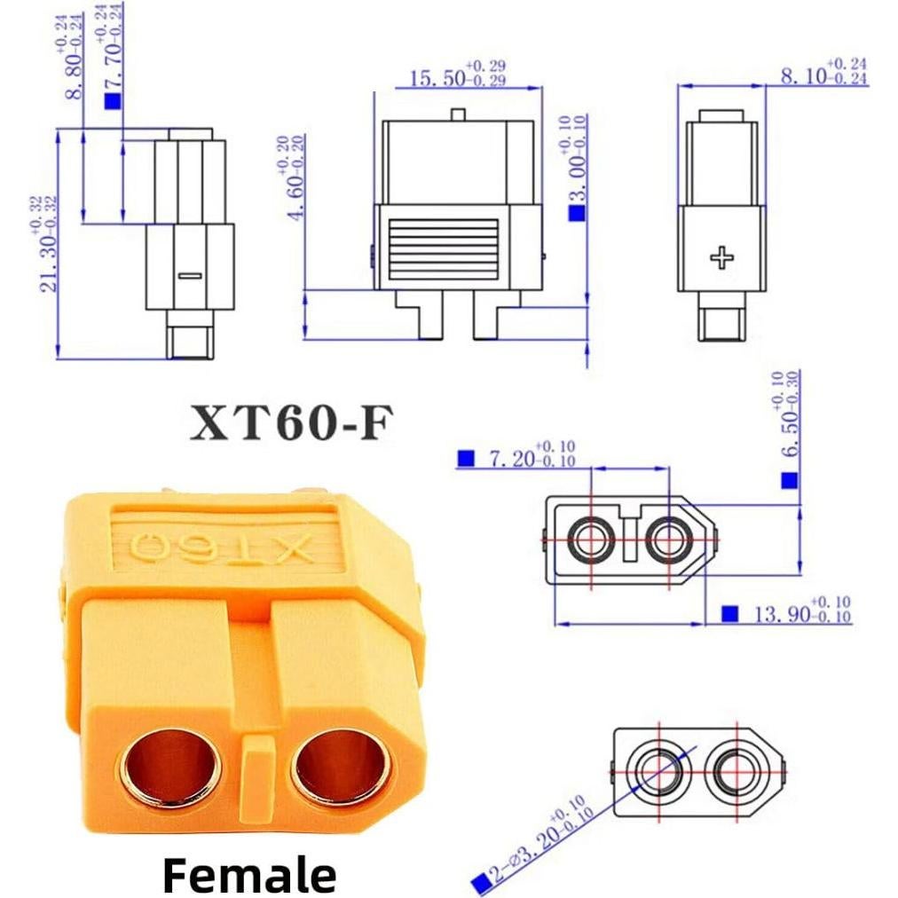 Cable de Extensión XT60 12AWG 0.5M Cobre Estañado CY