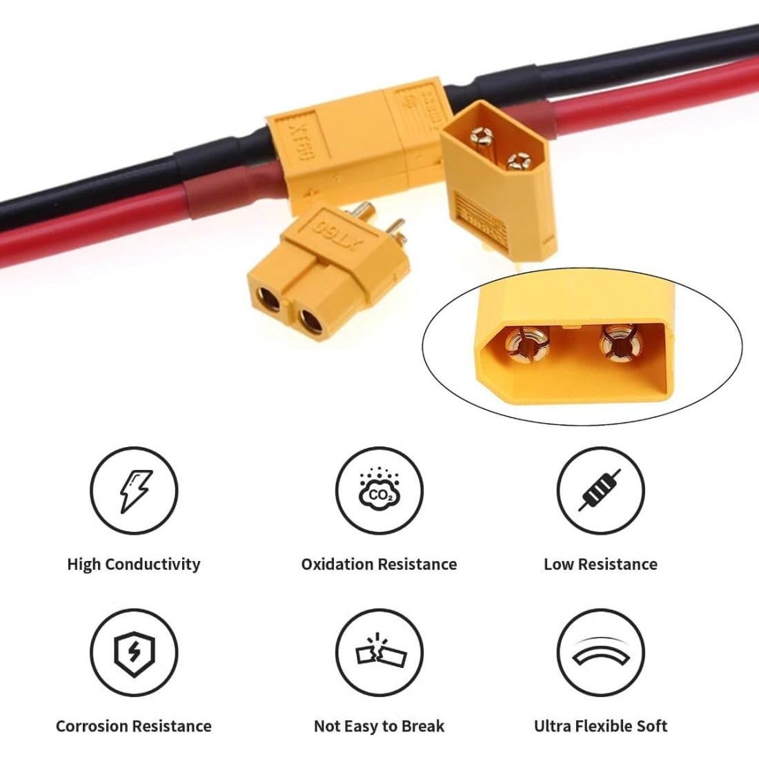 Cable de Extensión XT60 12AWG 0.5M Cobre Estañado CY