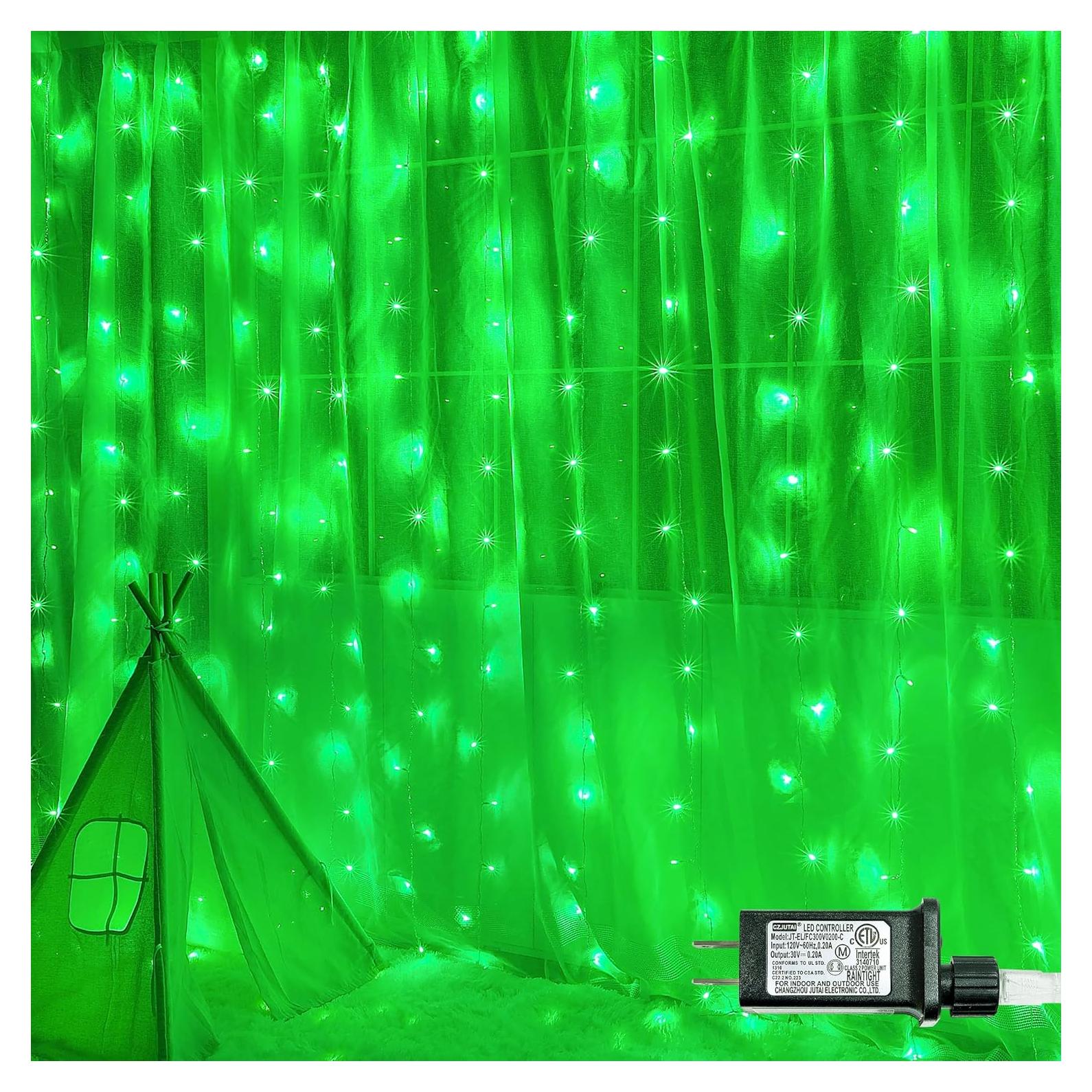 Luces de Cortina LED Verde 304 LEDs 3m x 3m 8 Modos