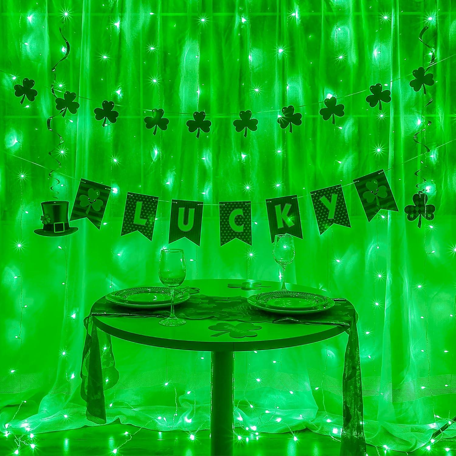 Luces de Cortina LED Verde 304 LEDs 3m x 3m 8 Modos