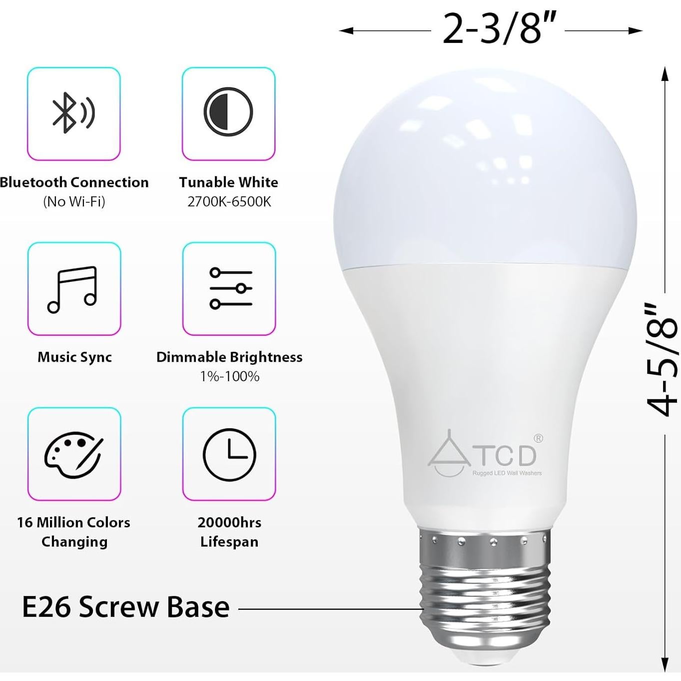 Bombilla LED Inteligente ATCD E26 9W RGB Regulable Bluetooth