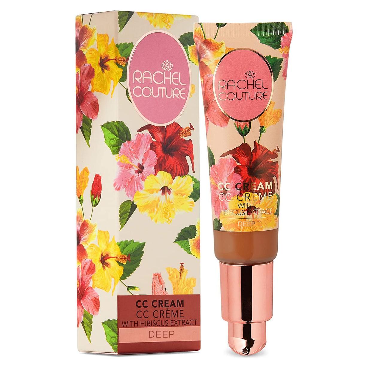 Rachel Couture CC Cream | Color Correcting Cream with Hyaluronic Acid | Full Coverage Foundation & Hydrating Anti-Aging Serum | Vegan & Cruelty Free - 1.18 Fl Oz - Deep