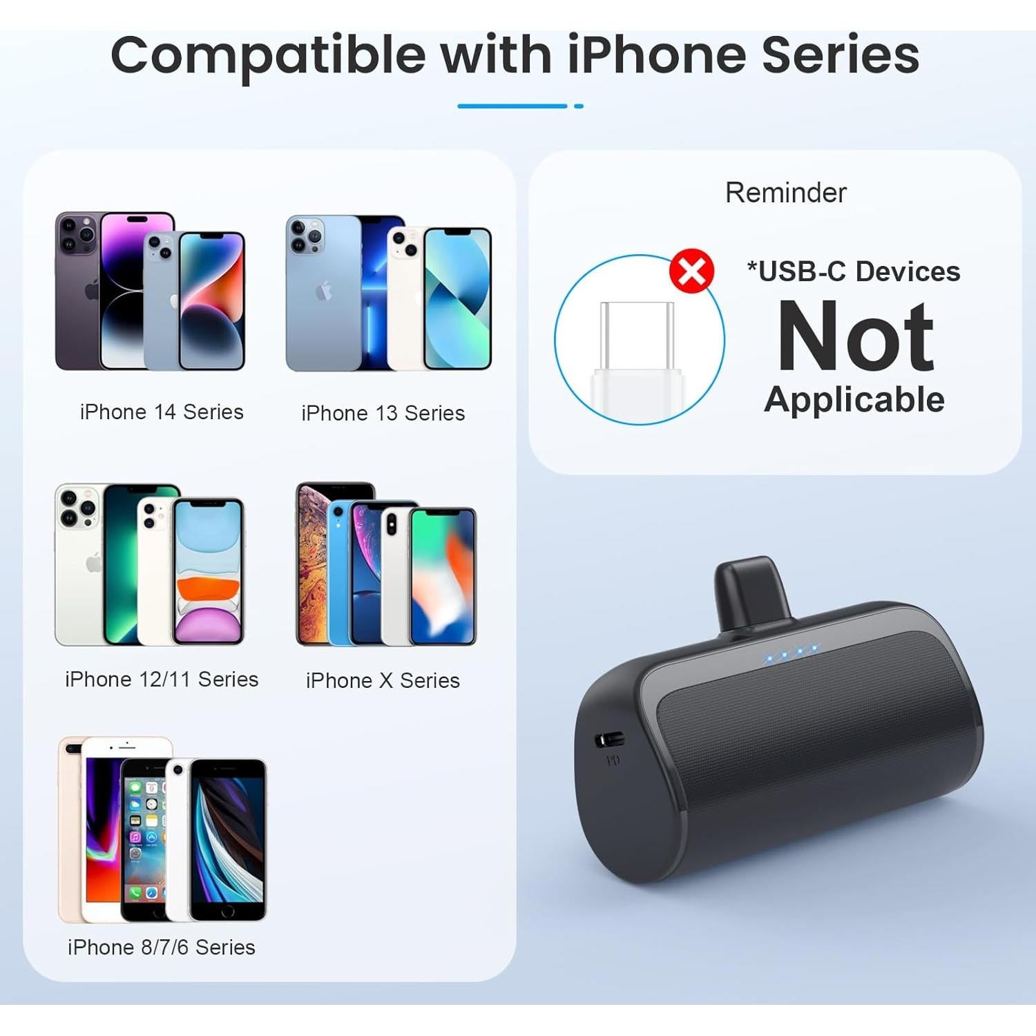 Cargador Portátil Mini 5200mAh para iPhone 20W - 2 Pack