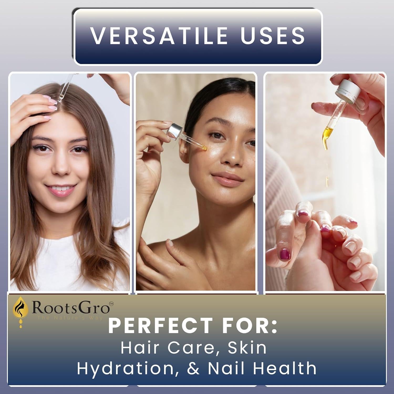 Aceite de Argán RootsGro 118 ml - Multiusos para Cabello, Piel y Uñas