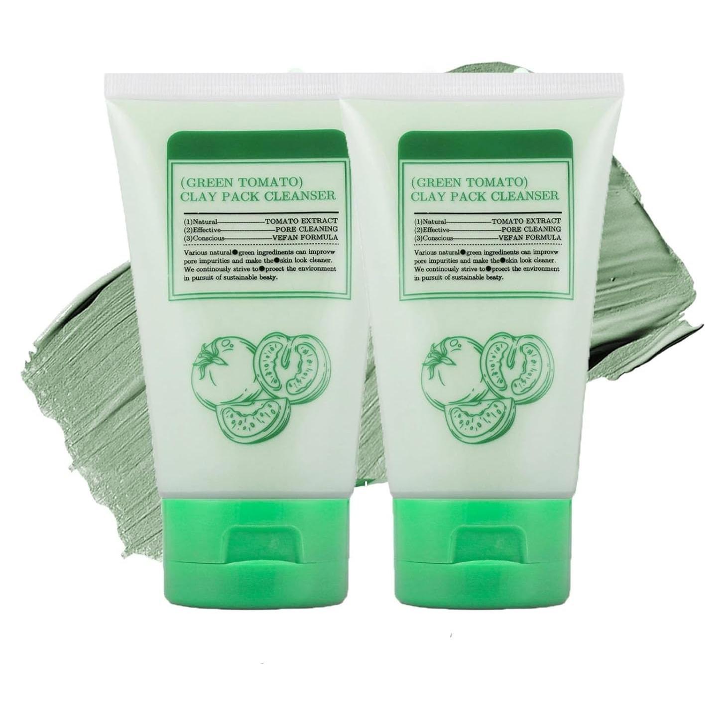 Green Tomato Clay Mask, Korean Green Tomato Clay Mask, green tomato Clay Pack Cleanser (2PCS)