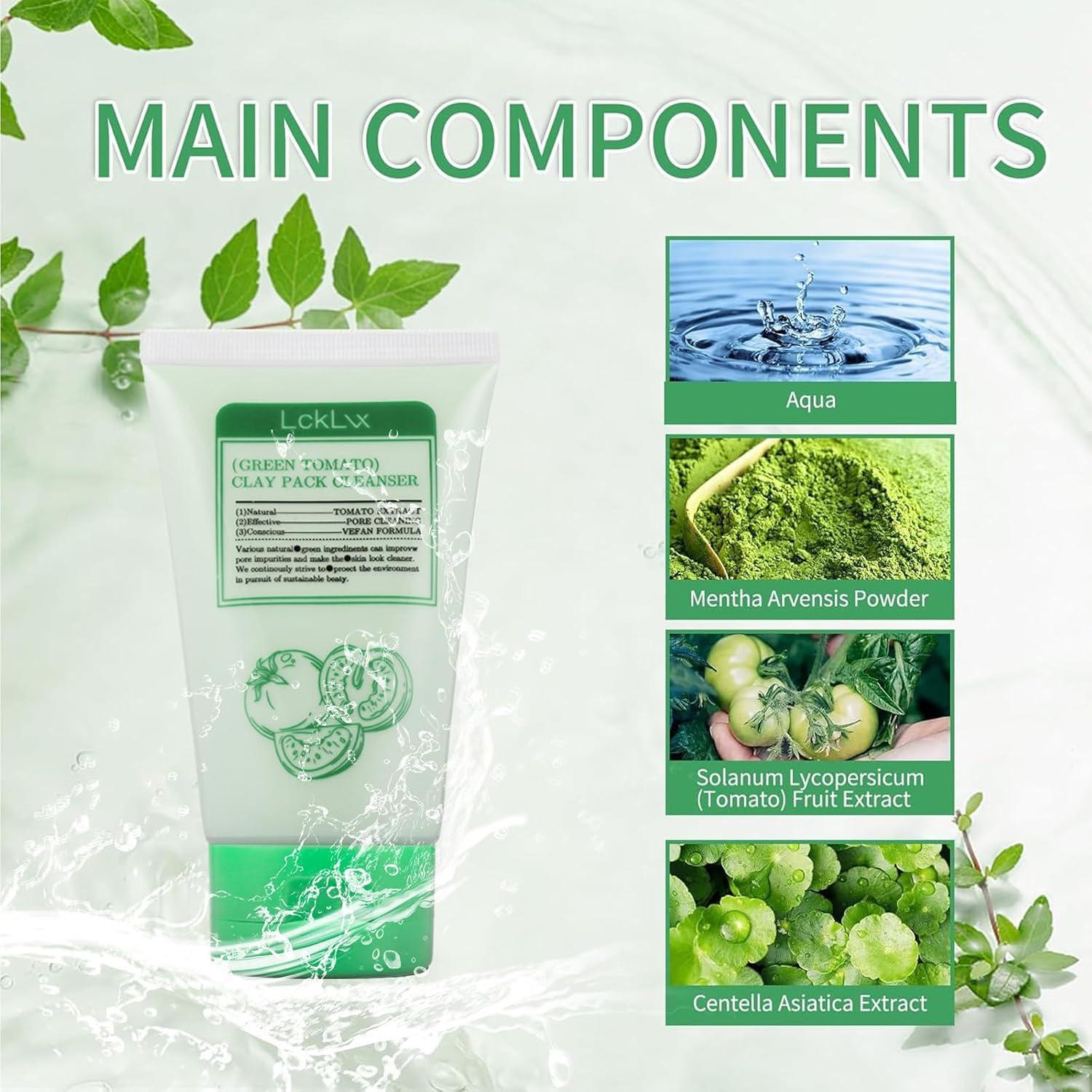 Green Tomato Clay Mask, Korean Green Tomato Clay Mask, green tomato Clay Pack Cleanser (2PCS)