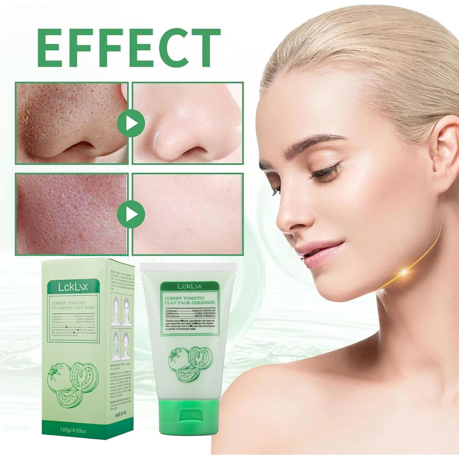 Green Tomato Clay Mask, Korean Green Tomato Clay Mask, green tomato Clay Pack Cleanser (2PCS)