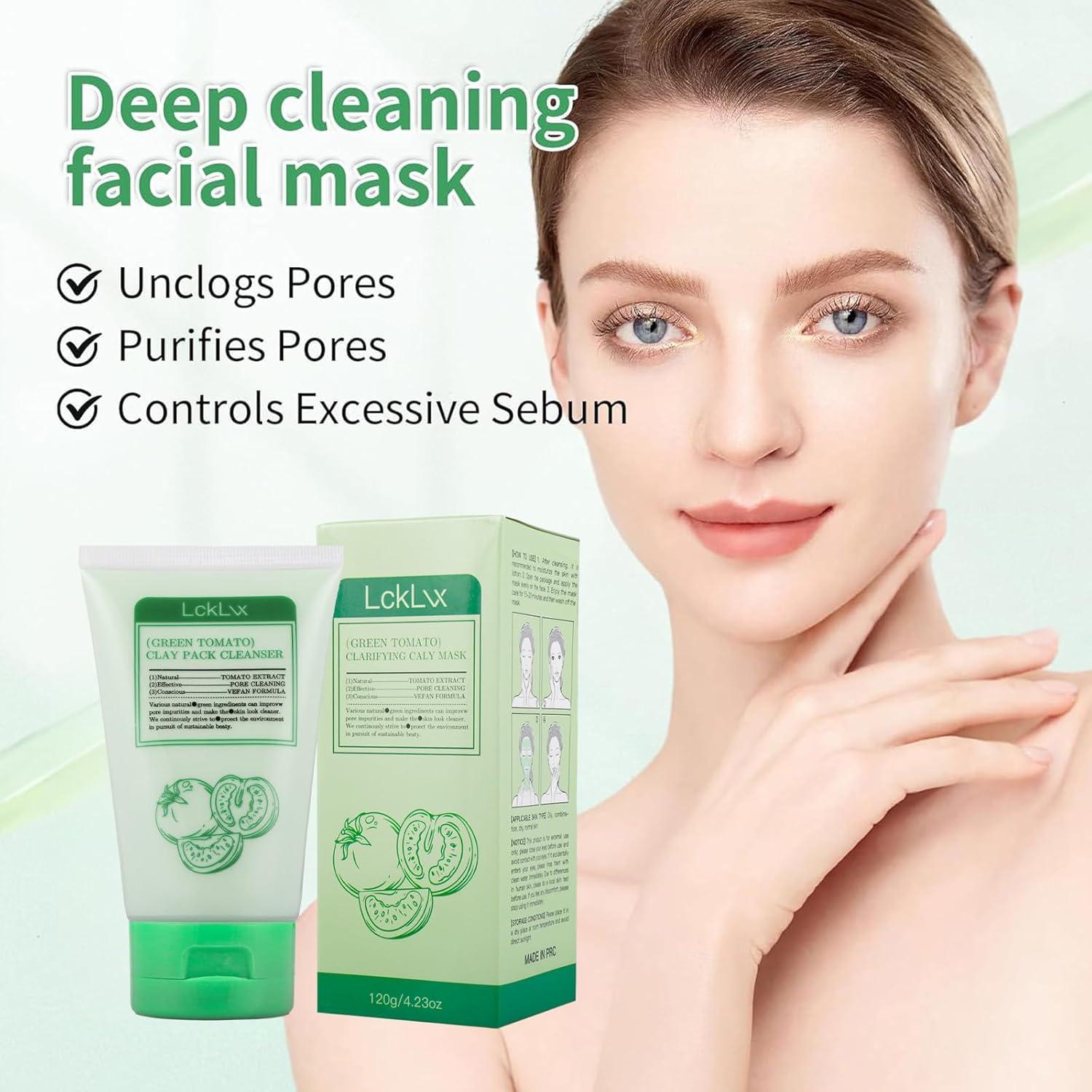 Green Tomato Clay Mask, Korean Green Tomato Clay Mask, green tomato Clay Pack Cleanser (2PCS)