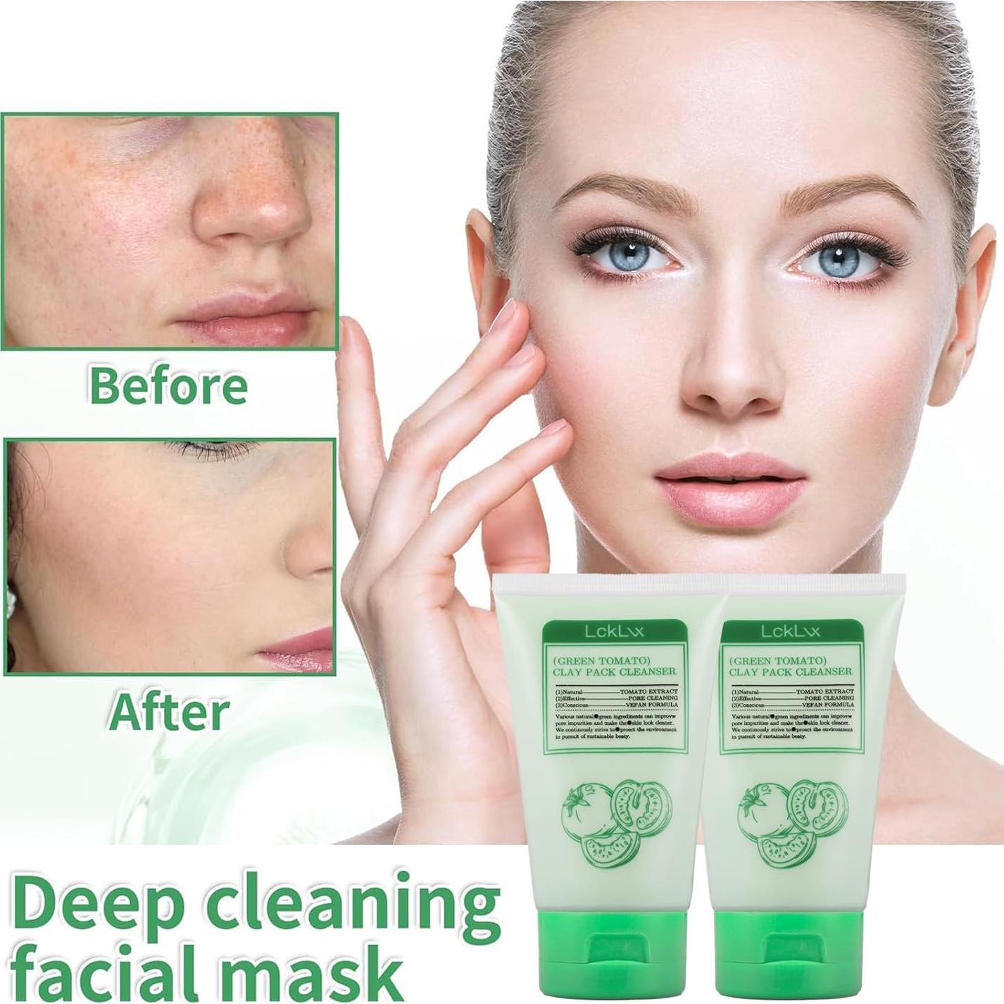 Green Tomato Clay Mask, Korean Green Tomato Clay Mask, green tomato Clay Pack Cleanser (2PCS)