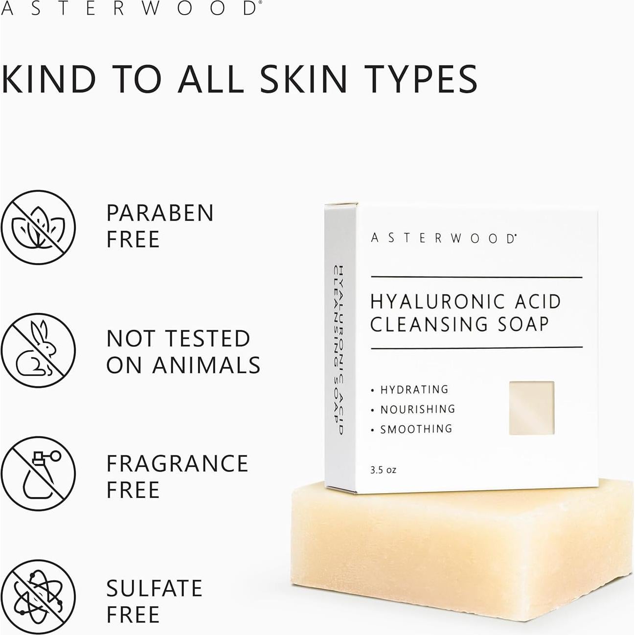 Jabón Facial Asterwood 99.22g Ácido Hialurónico Hidratante