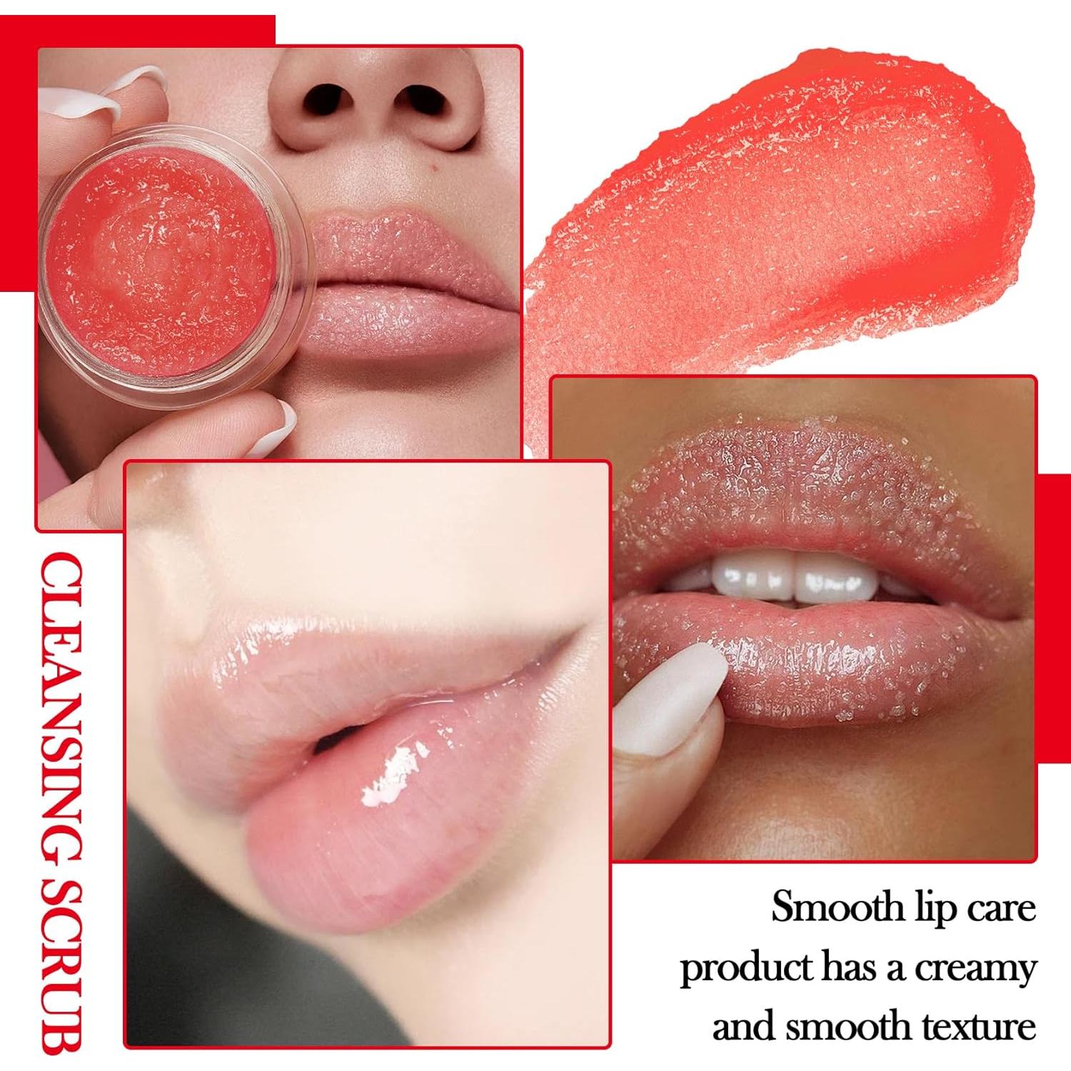 Kit Exfoliación Labial JunKuJK 2 Piezas Fresa Naranja Hidratante