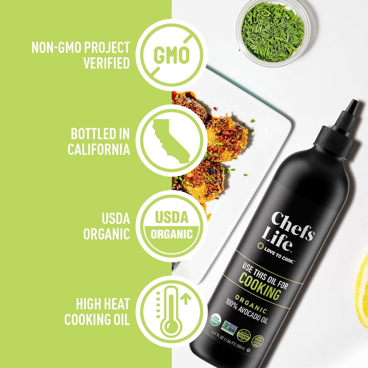 Aceite de Aguacate Orgánico Chefs Life 500ml - 100% Puro