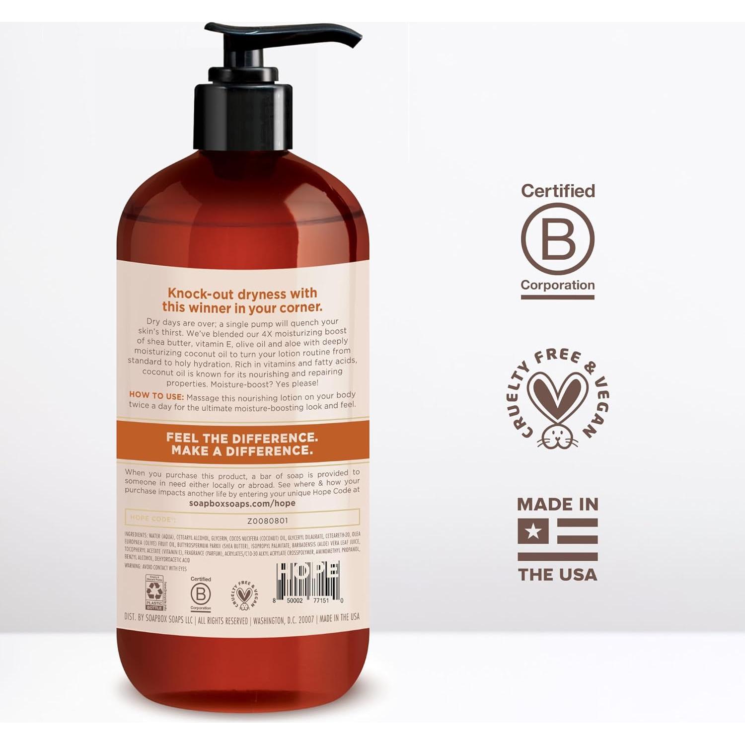 Loción Corporal Hidratante Soapbox 3x450g Coco y Sándalo