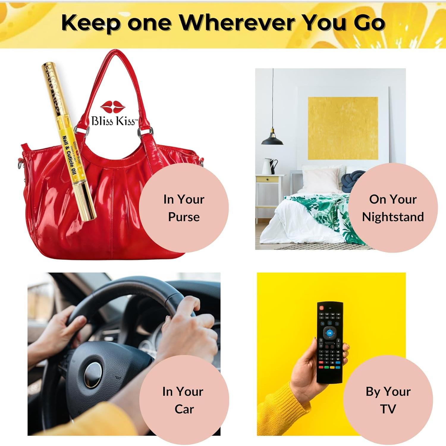 Kit de Cuidado de Uñas Bliss Kiss - 4 Bolígrafos Aceite + Lima Cristal