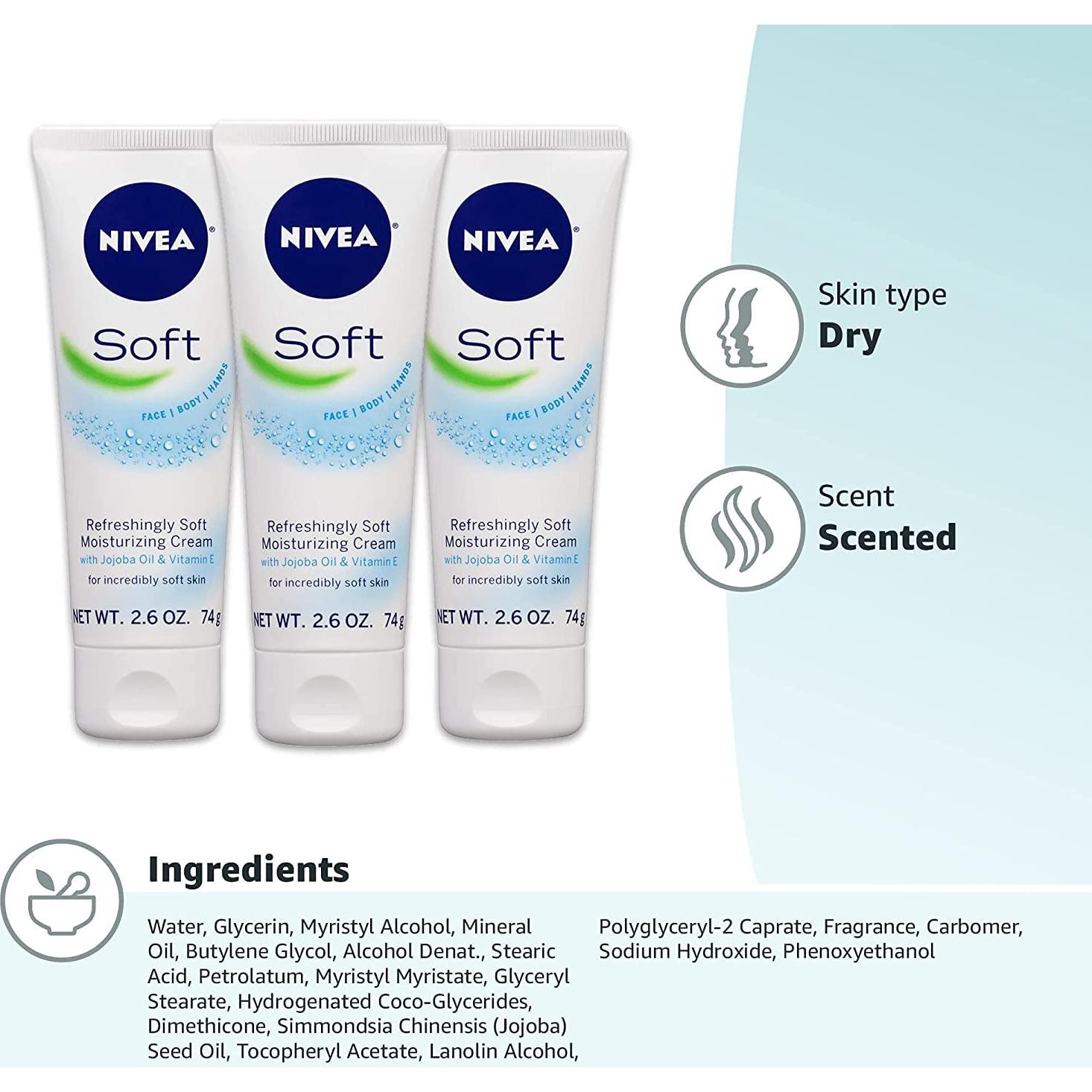 Crema Hidratante NIVEA Soft 73.7 g - Paquete de 6