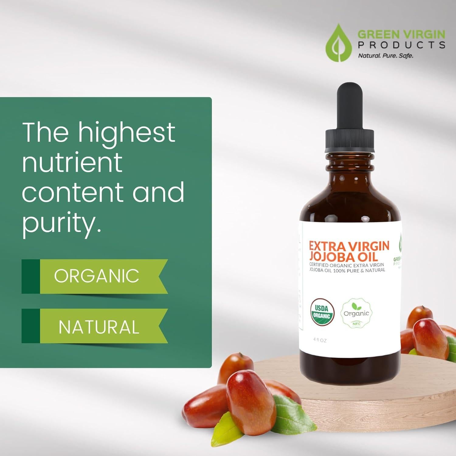 Aceite de Jojoba Orgánico Puro 118 ml - Productos Verdes Vírgenes