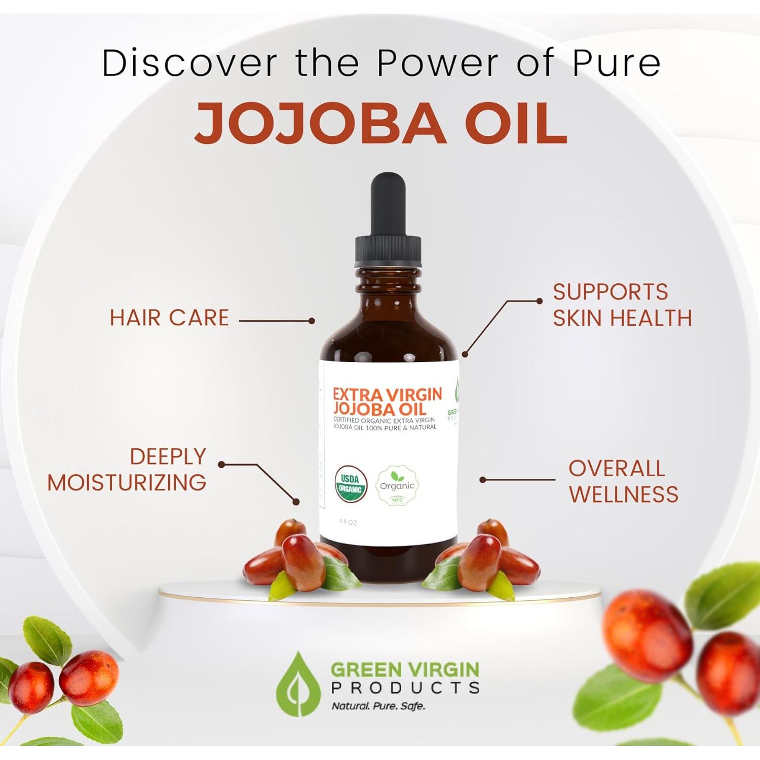 Aceite de Jojoba Orgánico Puro 118 ml - Productos Verdes Vírgenes