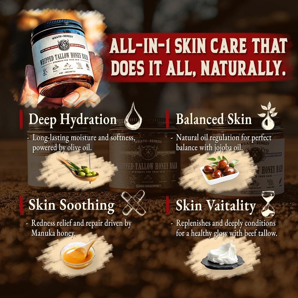 Grasa de Res Orgánica Wrath & Remedy - 3 x 113.4 g - Hidratante