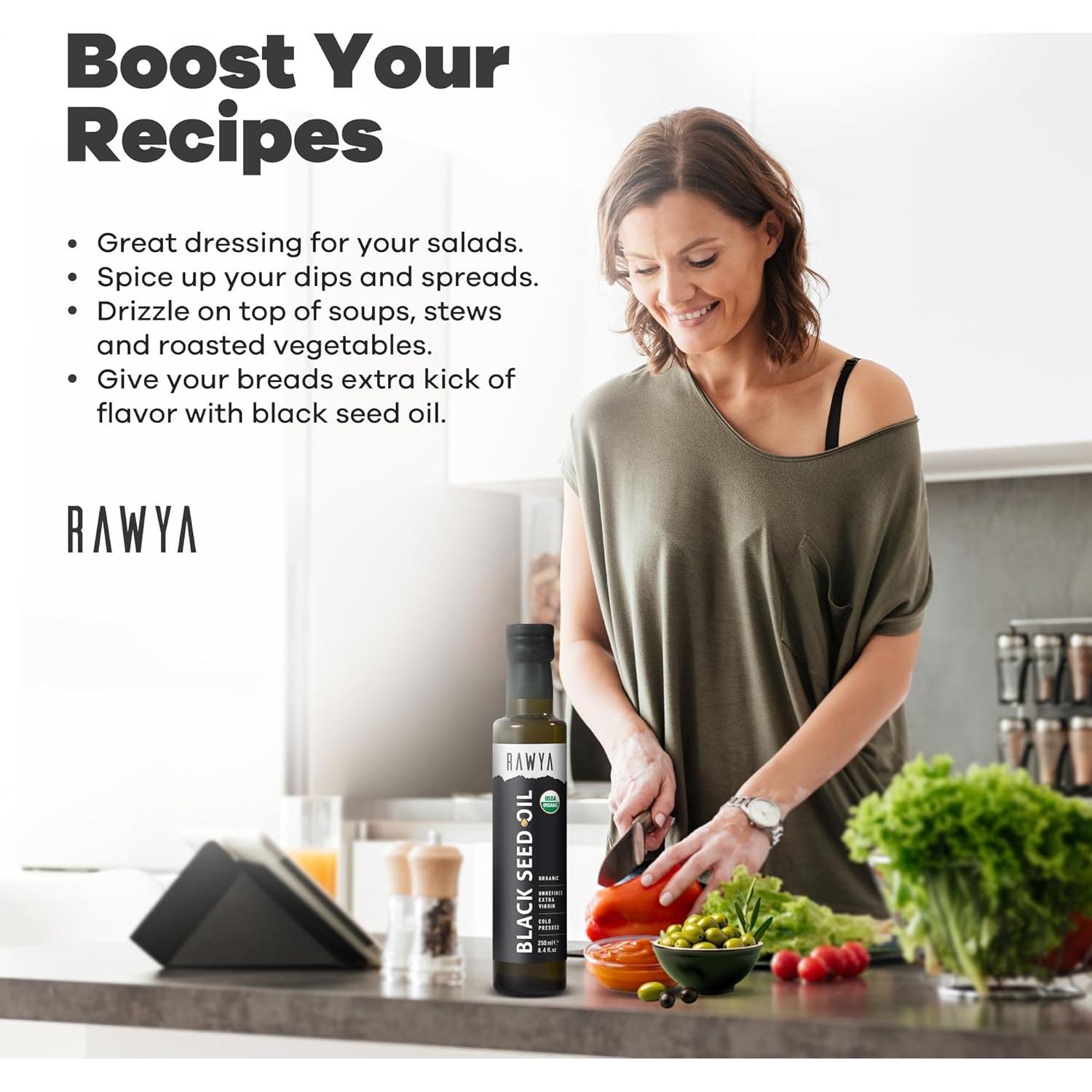 Aceite de Semilla Negra Rawya 248 ml Orgánico Prensado en Frío