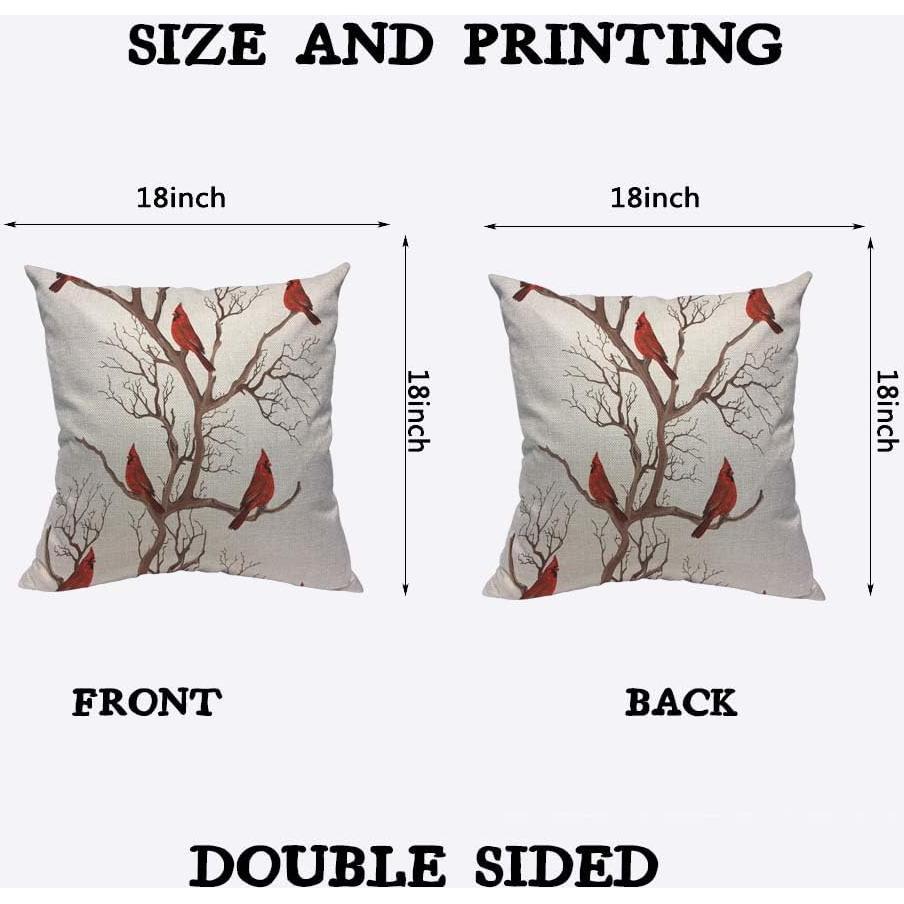 Cojín Decorativo TKS MITLAN 45x45cm Pájaro Rojo Art Deco